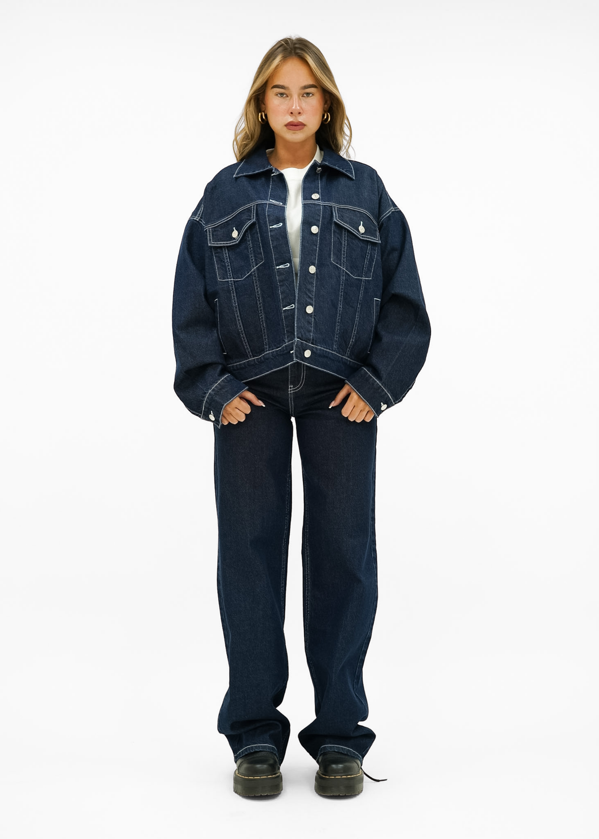 High waist super wide leg jeans dark denim (tall)