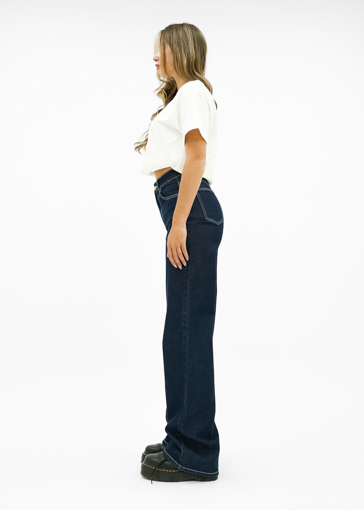 High waist super wide leg jeans dark denim (tall)