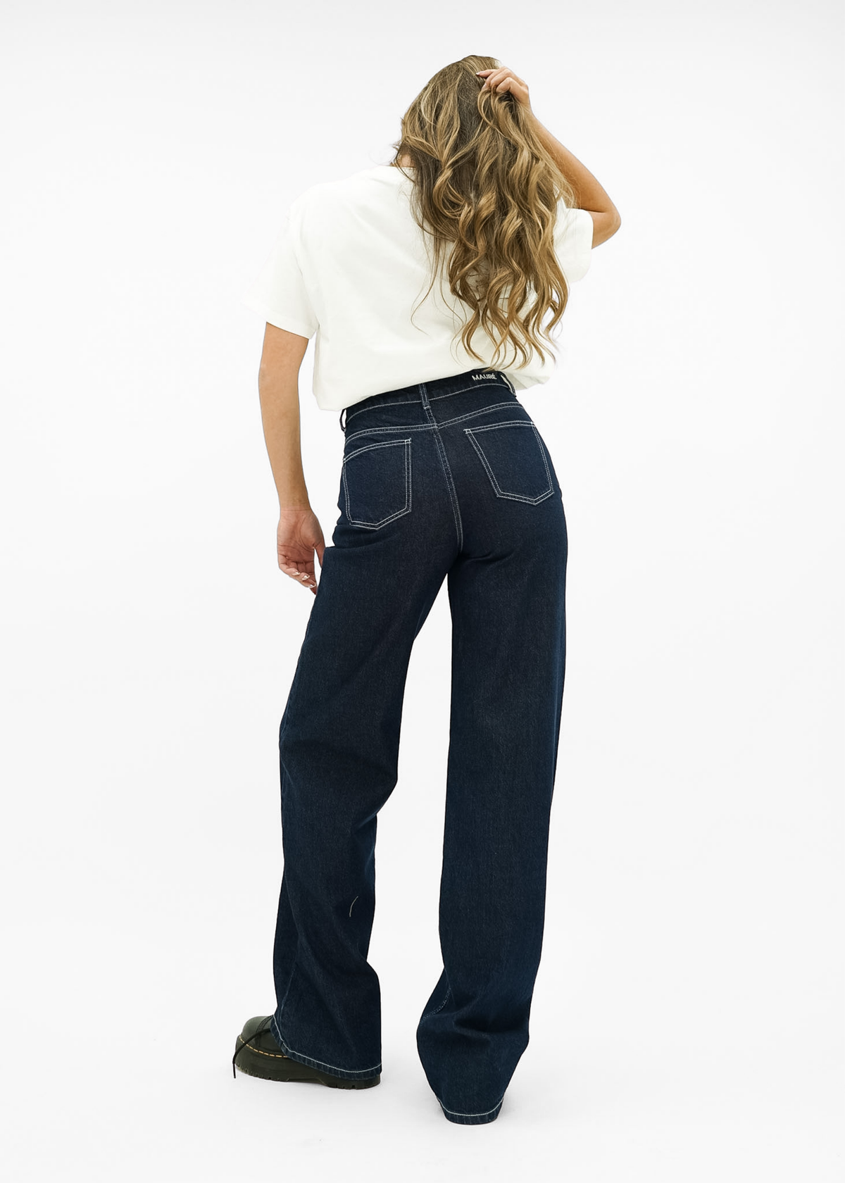 High waist super wide leg jeans dark denim (tall)