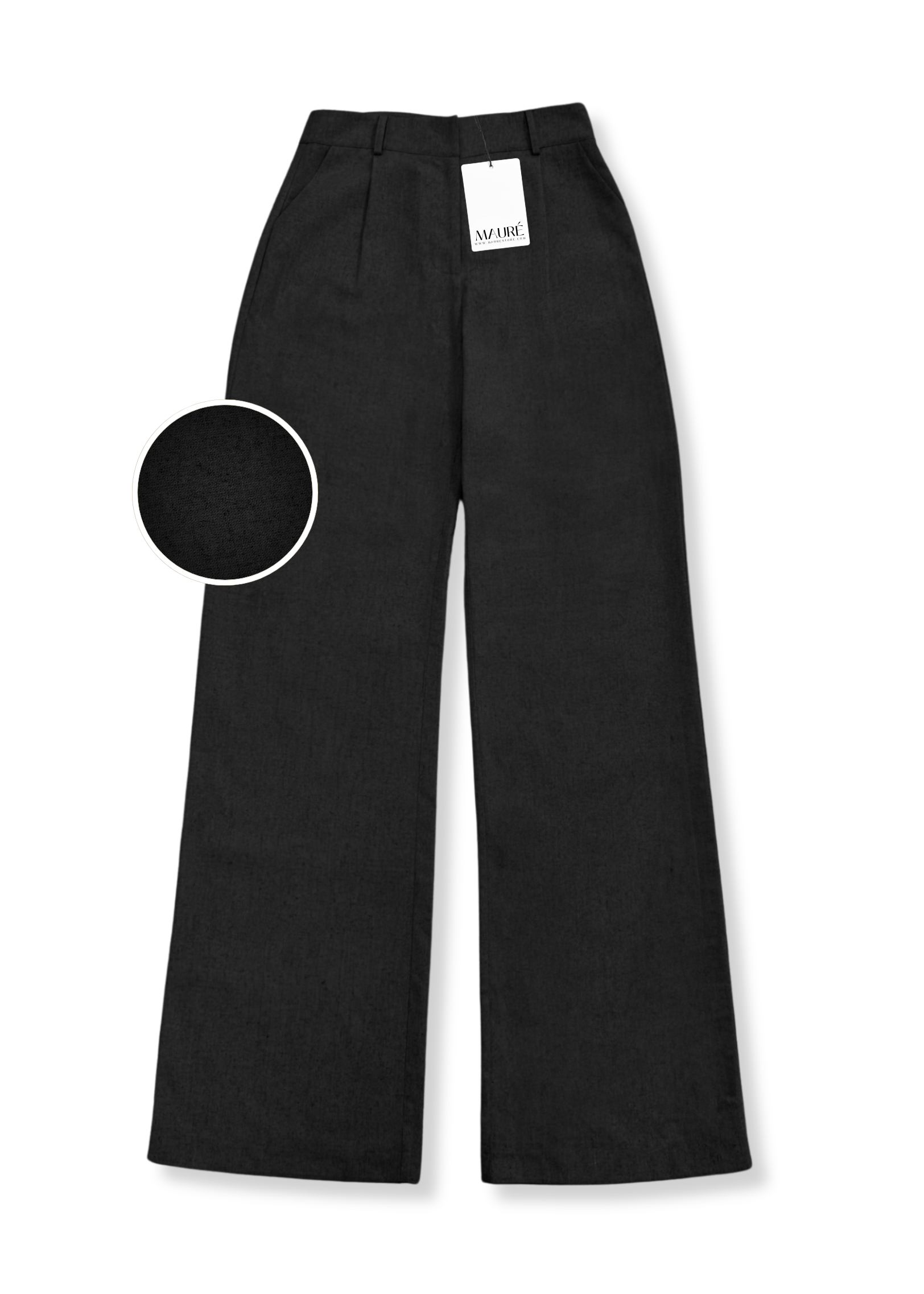 High waist linnen pants casual (TALL) black