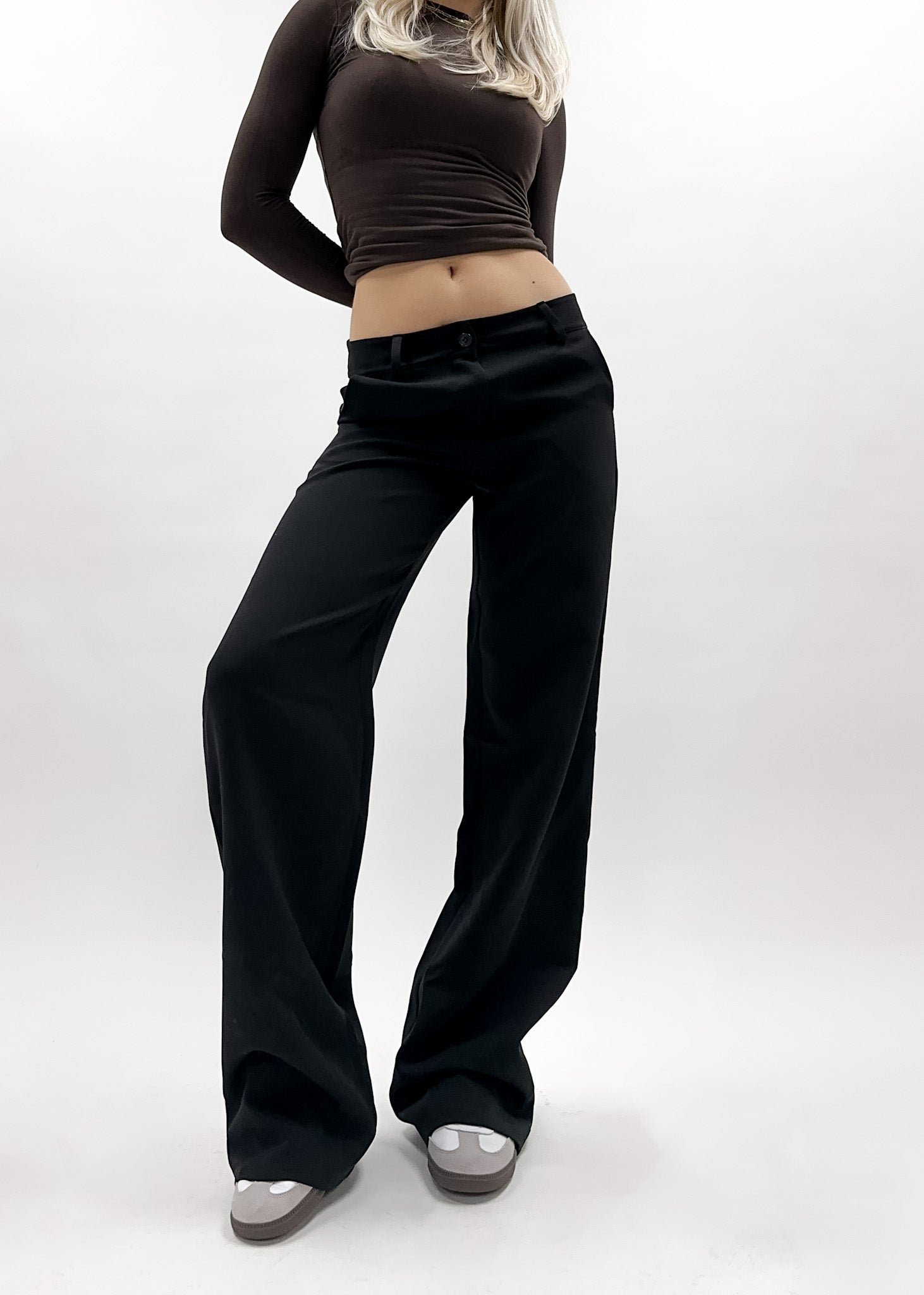 Low/mid waist pants casual black (REGULAR)
