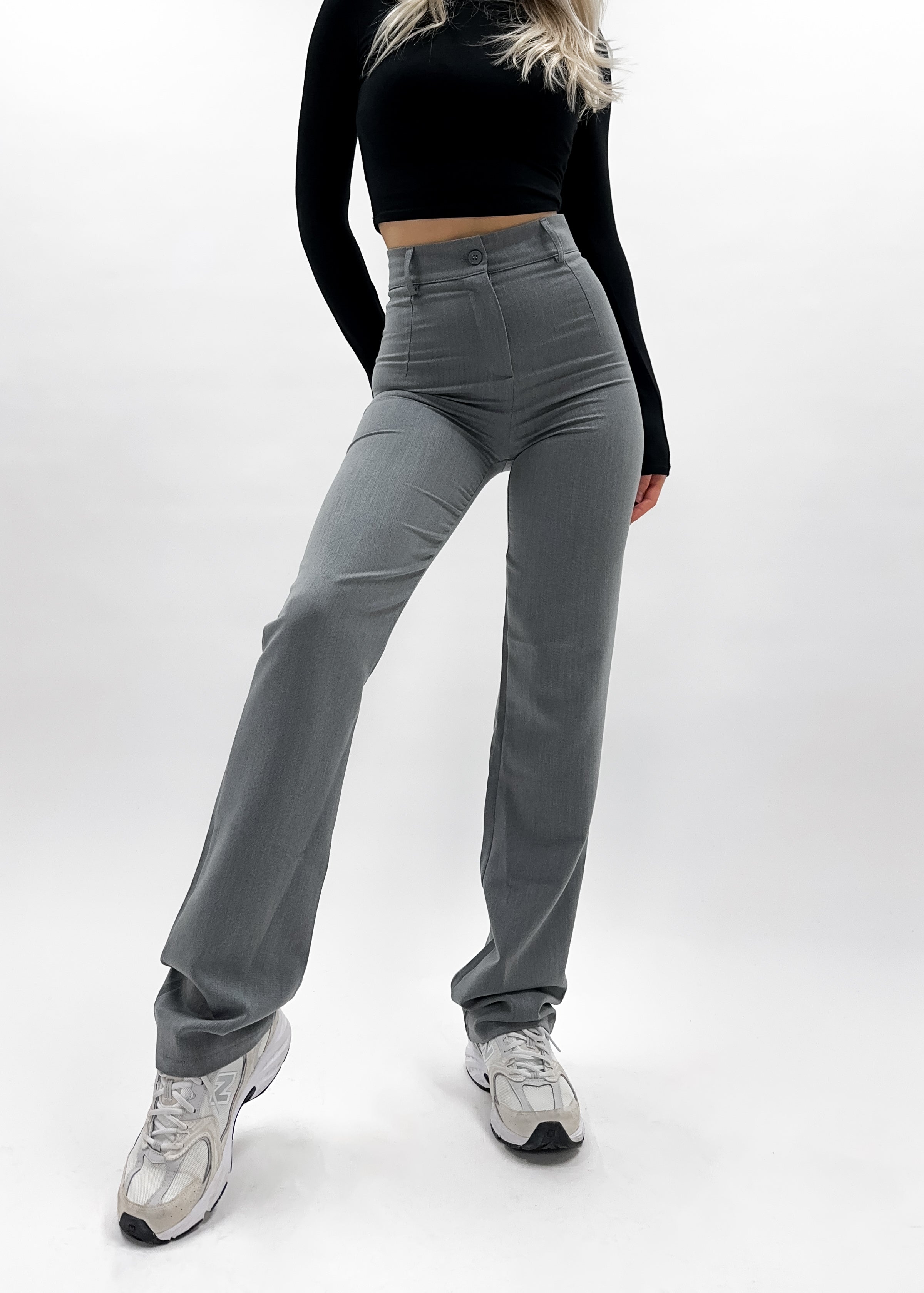 Pantalon droit classique gris clair délavé (TALL)
