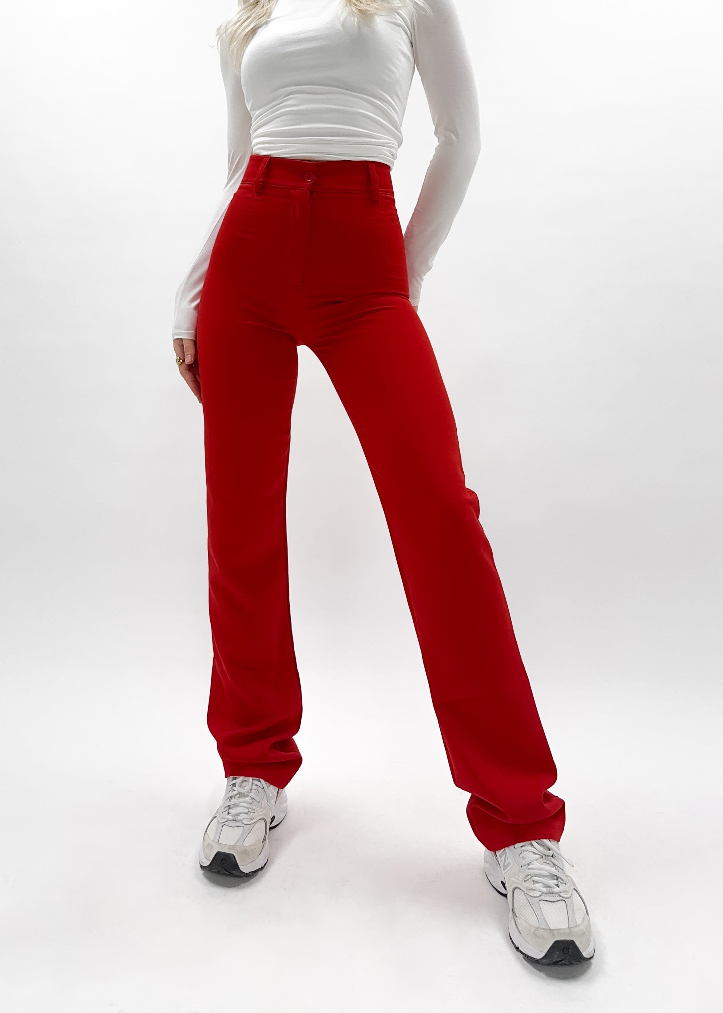 Pantalon droit classique rouge feu (TALL)