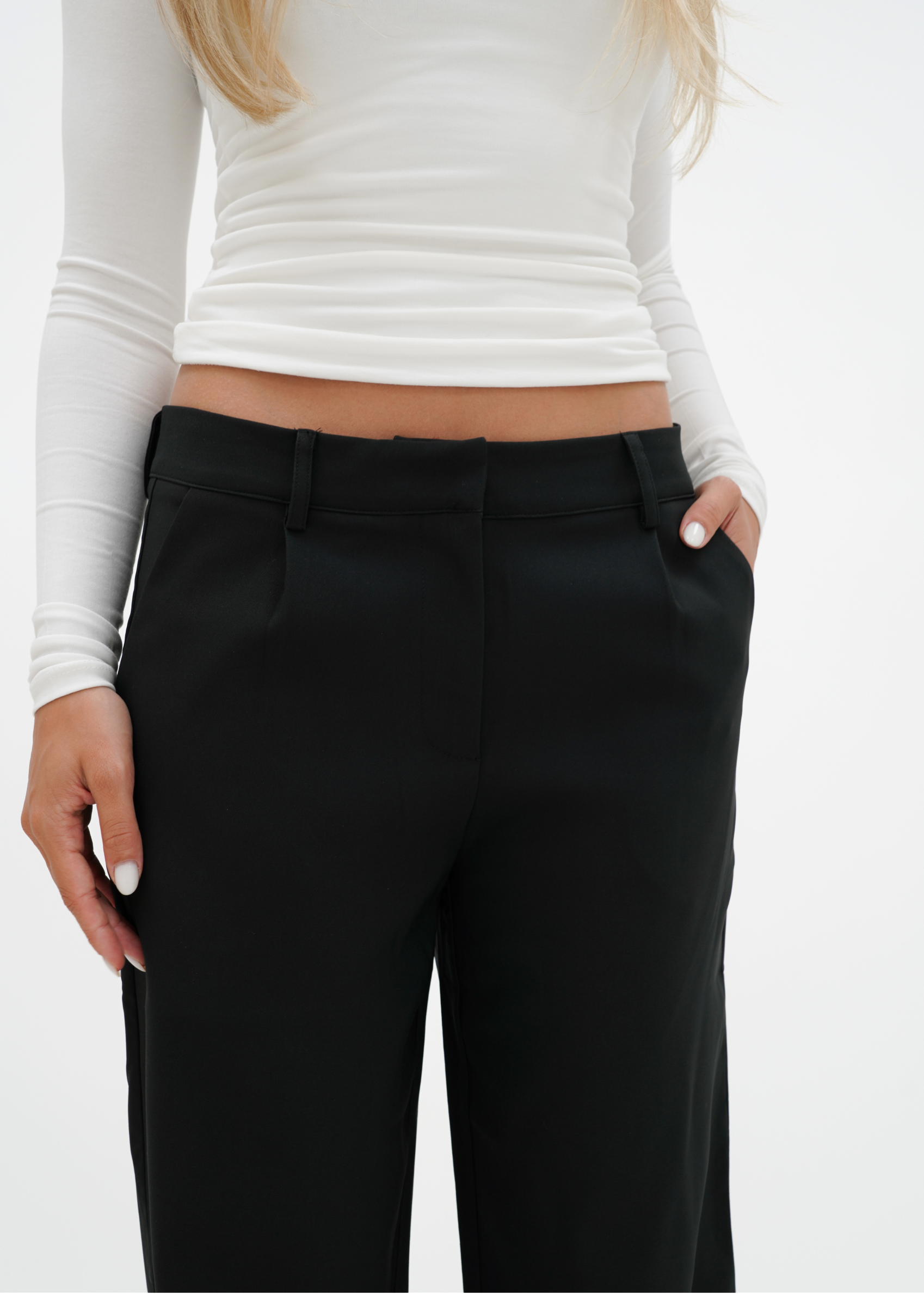 Low/mid waist wide leg pants casual black (tall)