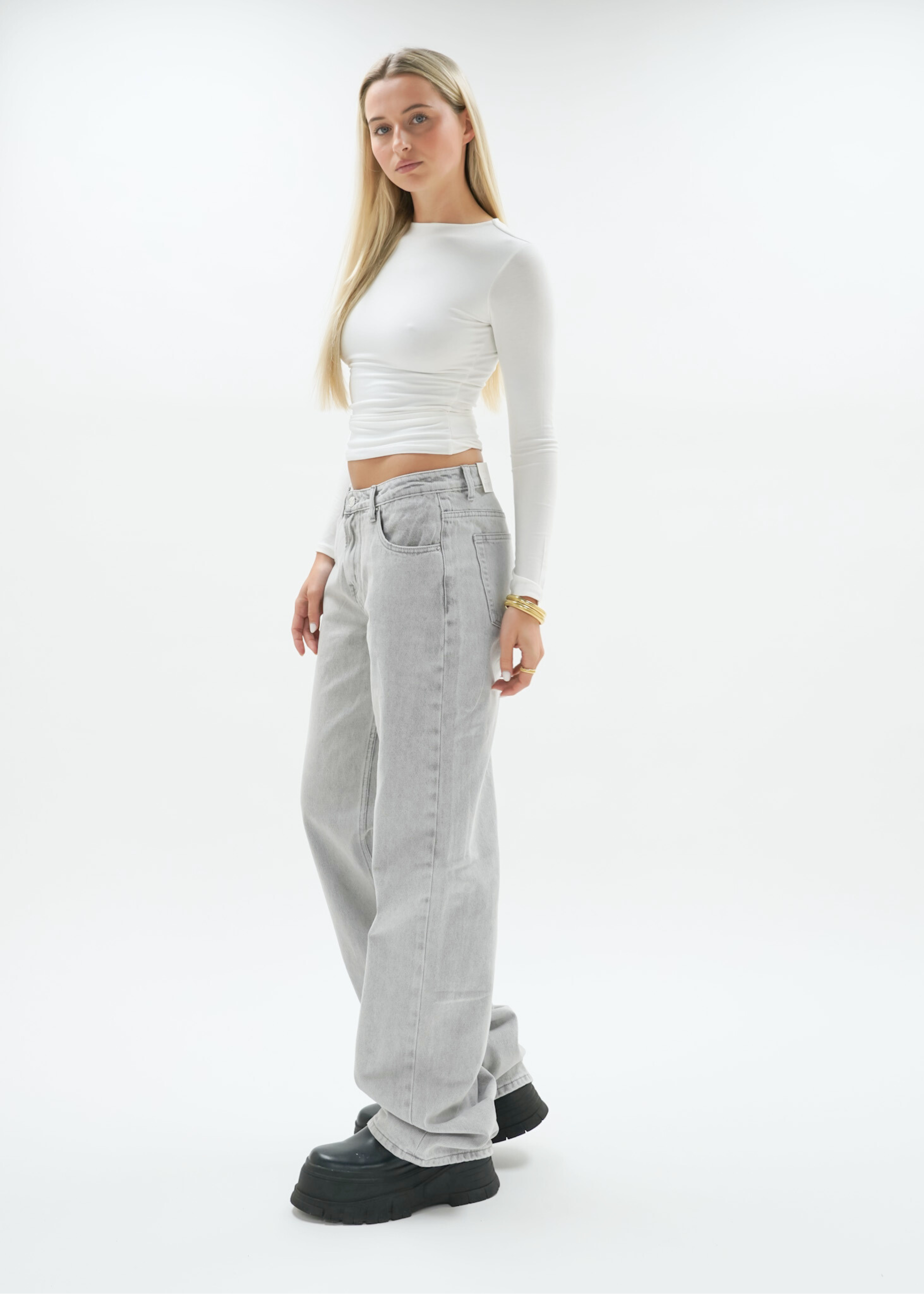 Low waist jeans light washed grey (tall)