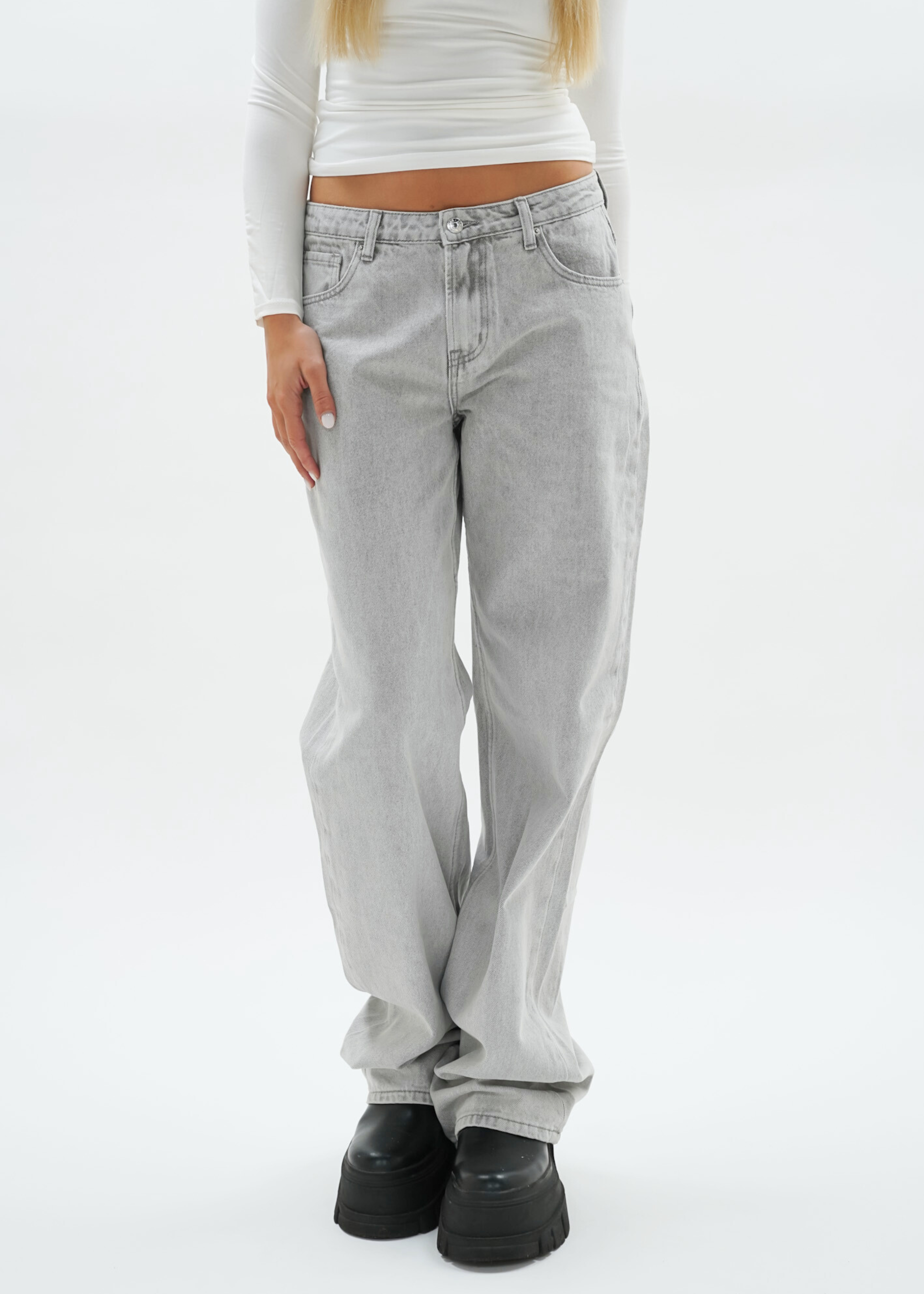 Low waist jeans light washed grey (tall)