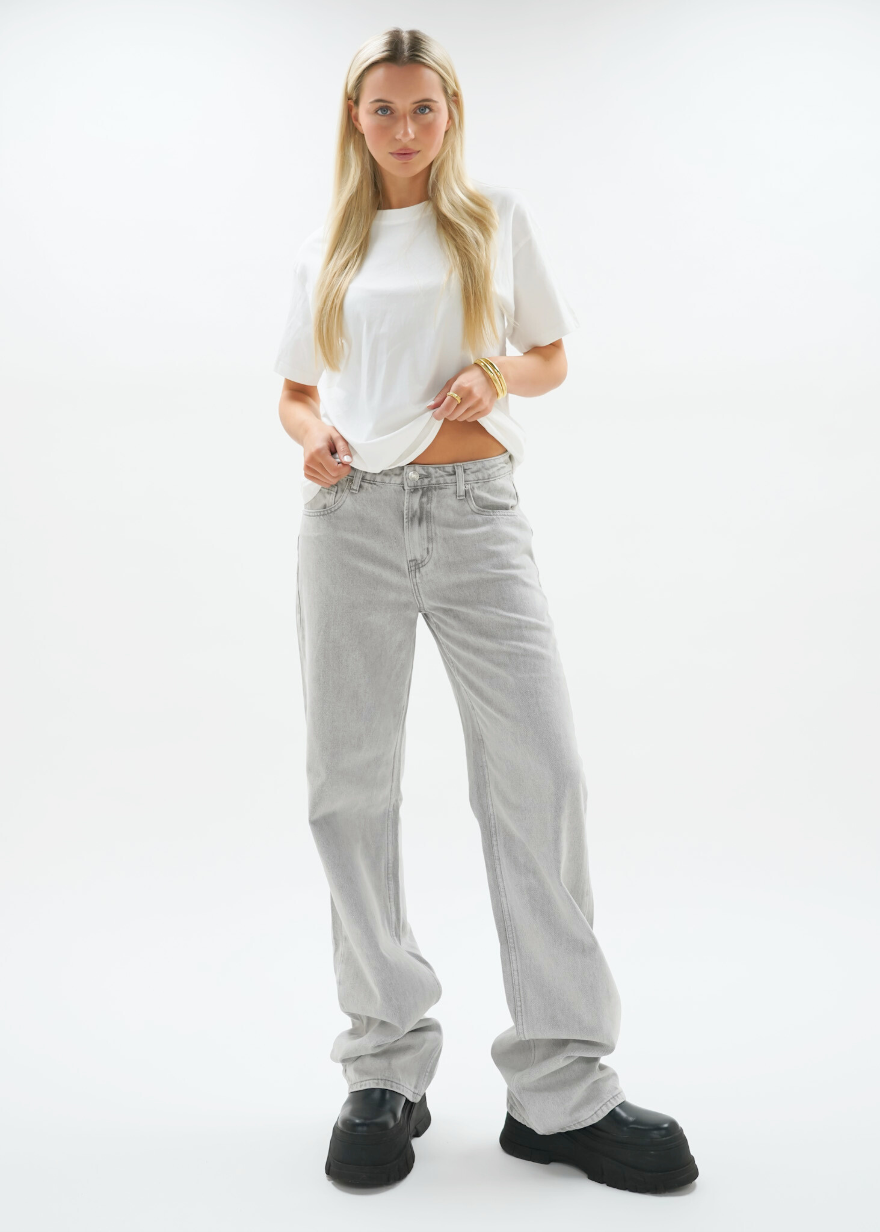 Low waist jeans light washed grey (tall)