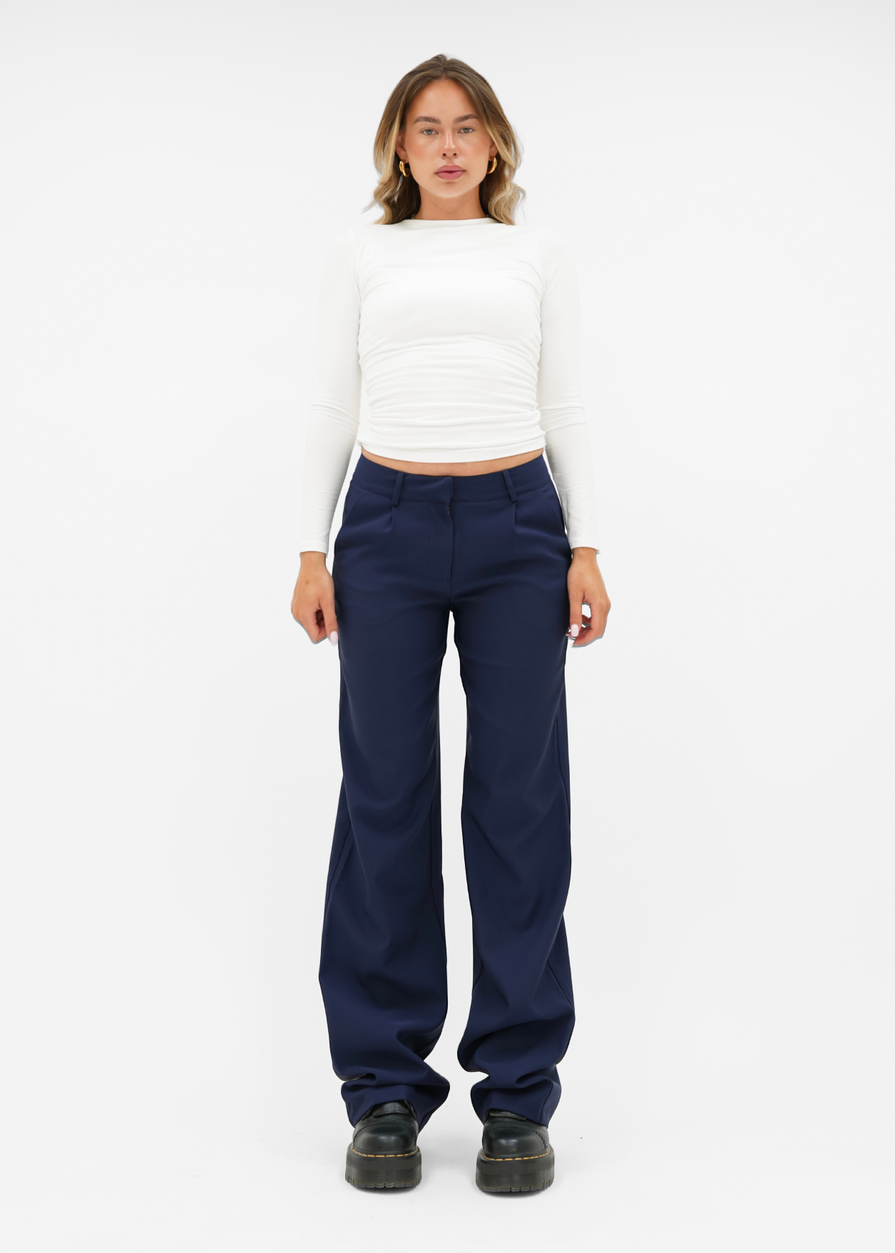 Low/mid waist wide leg pants casual night blue (tall)