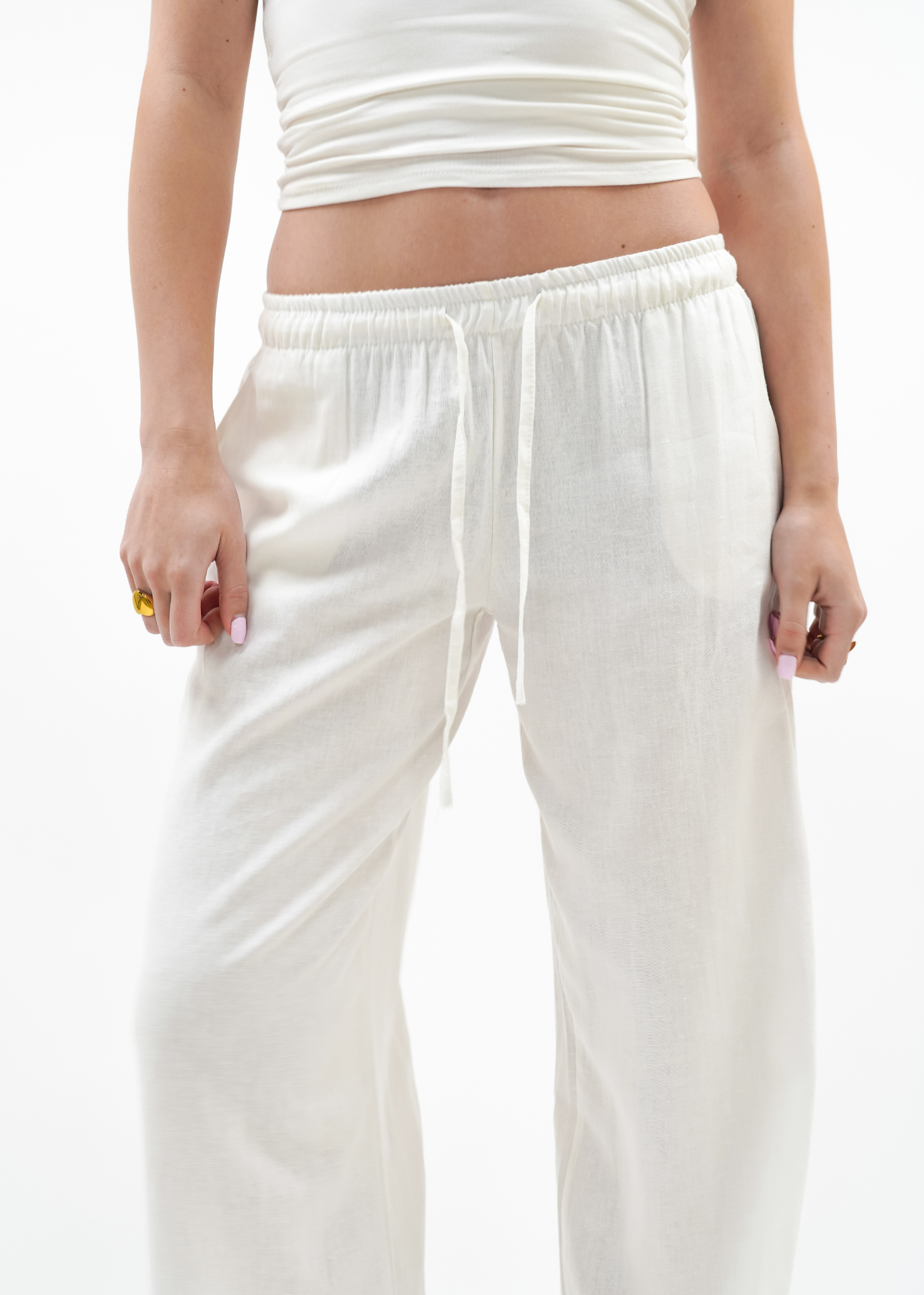 Low waist linnen pants (TALL) white