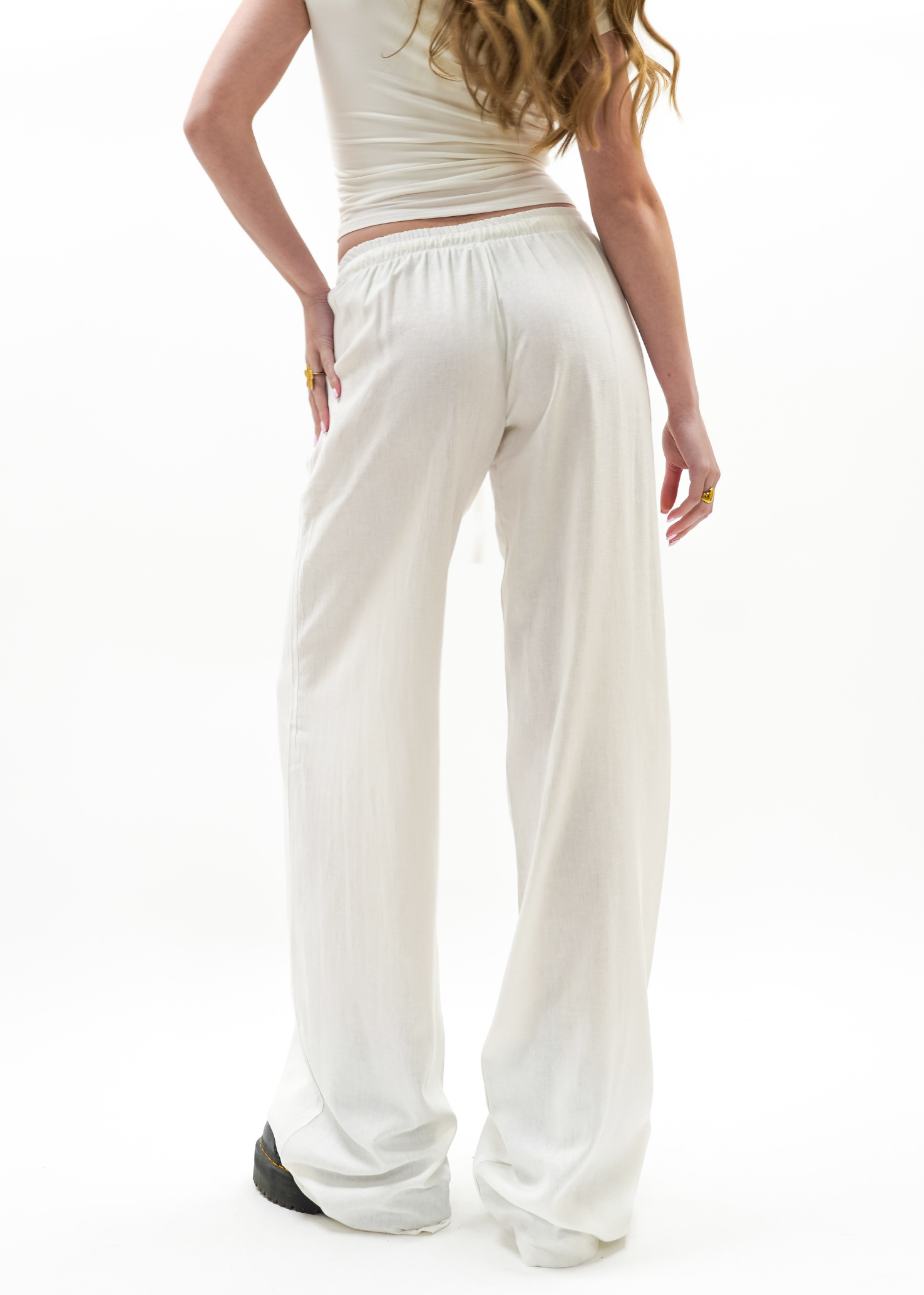 Low waist linnen pants (TALL) white
