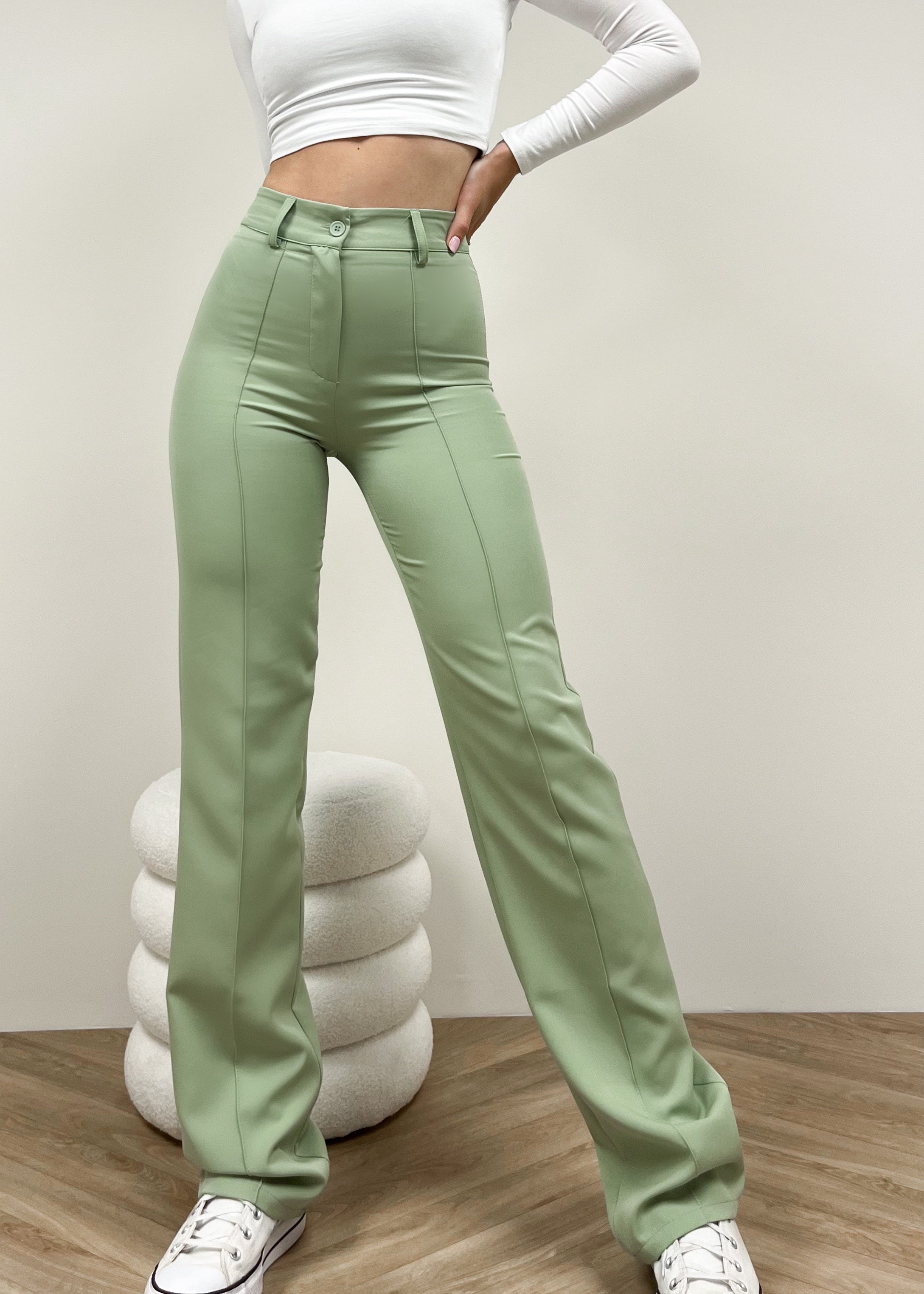 Straight leg pants mit pressfold light pistachio (TALL)