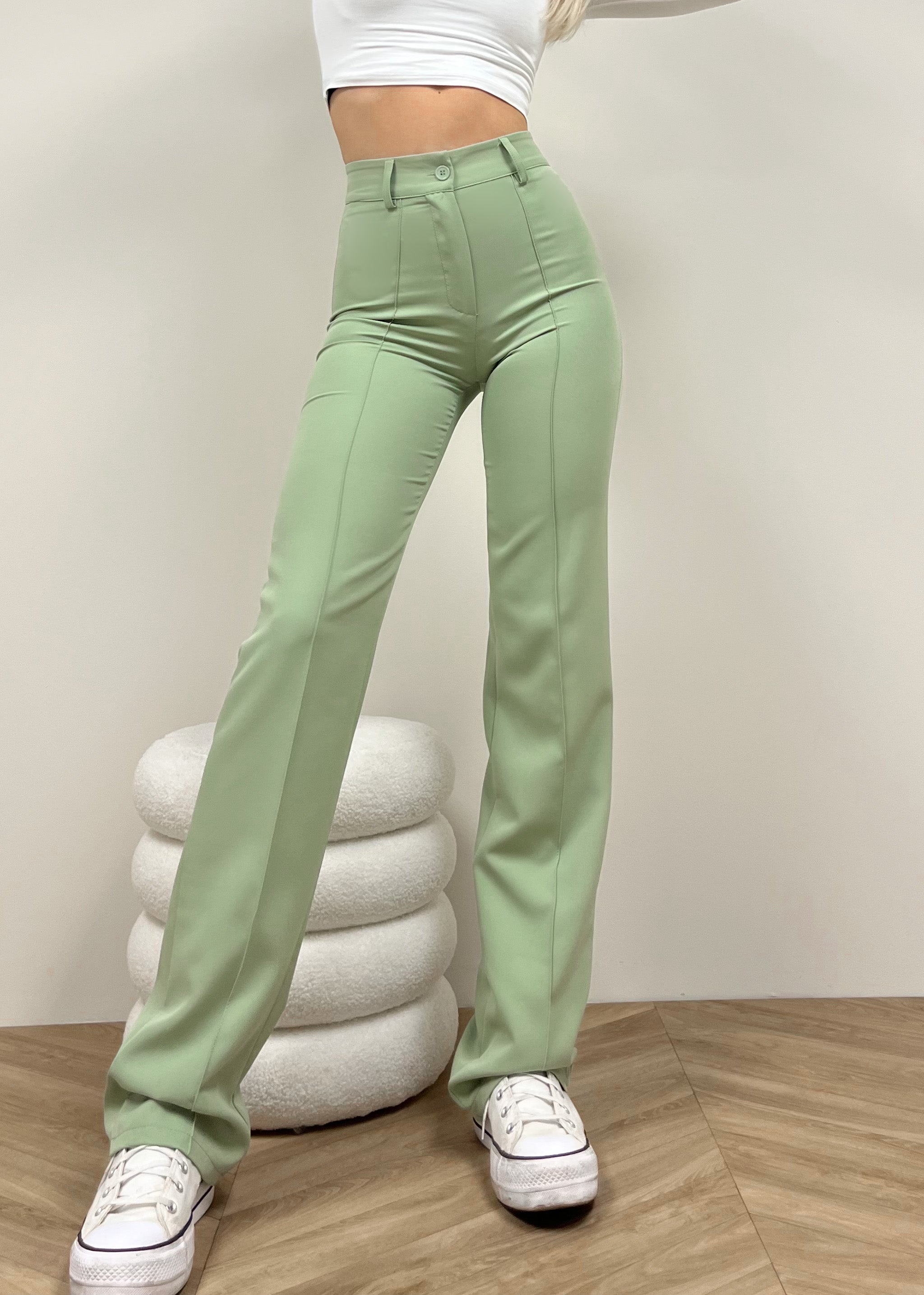 Straight leg pants mit pressfold light pistachio (TALL)