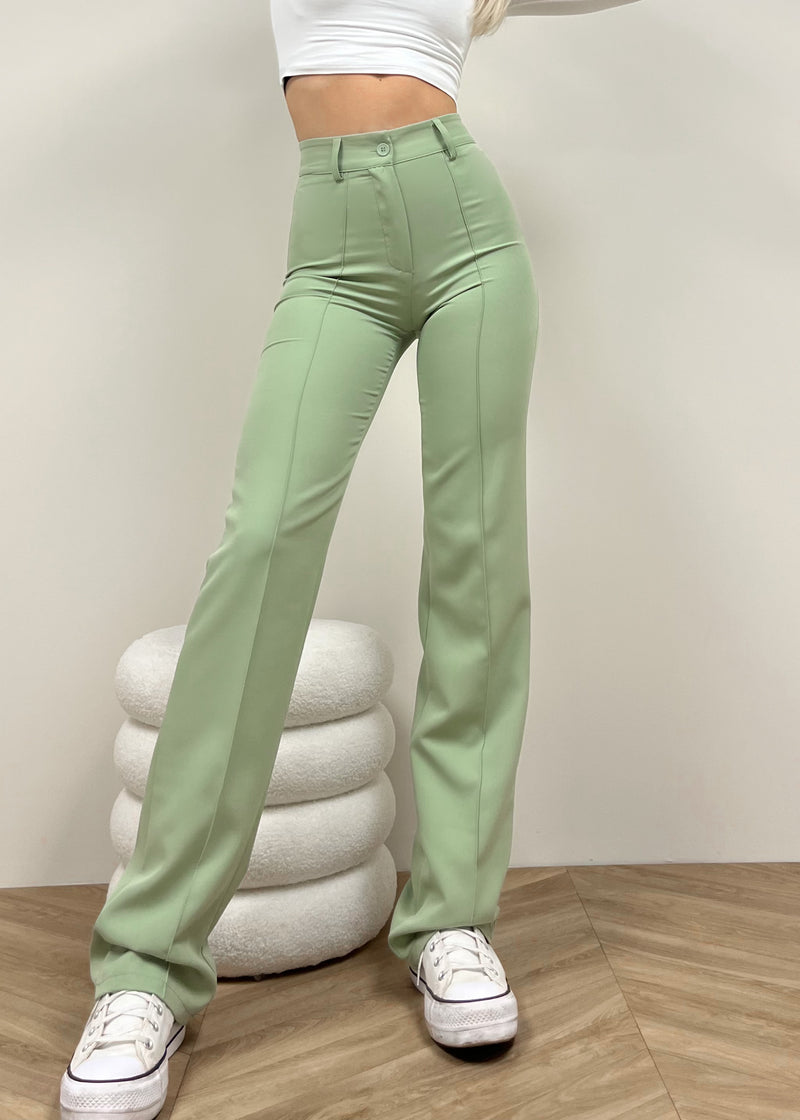 Straight leg pants met pressfold light pistachio (TALL)