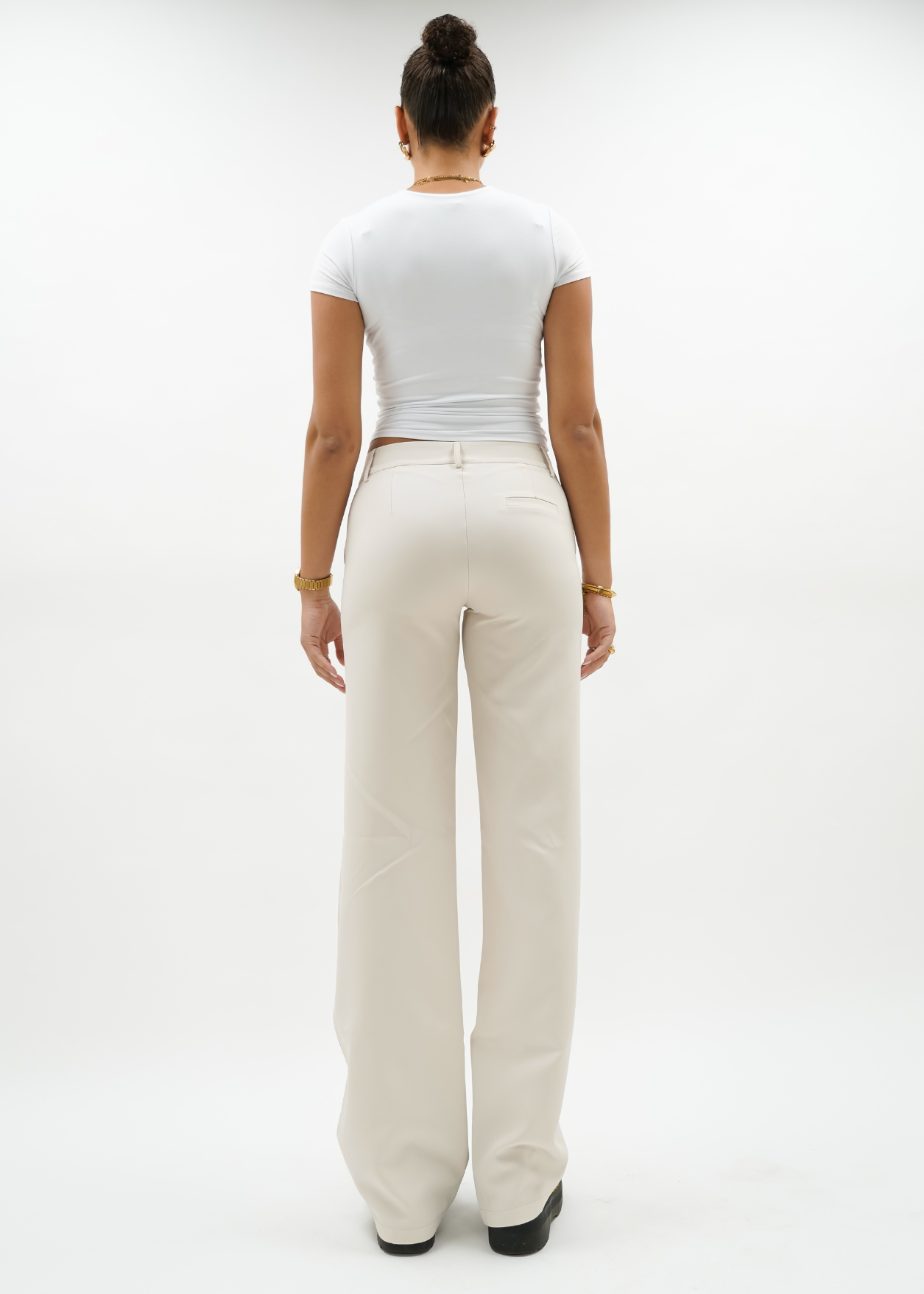 Low/mid waist pants casual crème (tall)