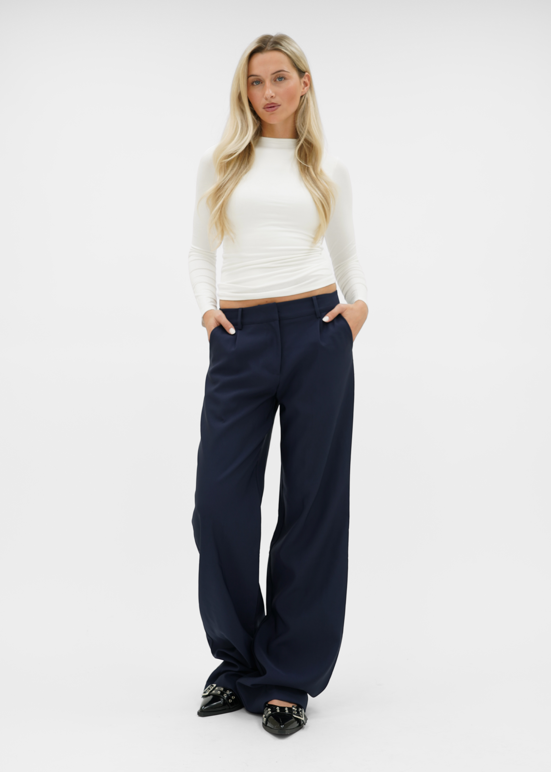 Low/mid waist wide leg pants casual night blue (tall)