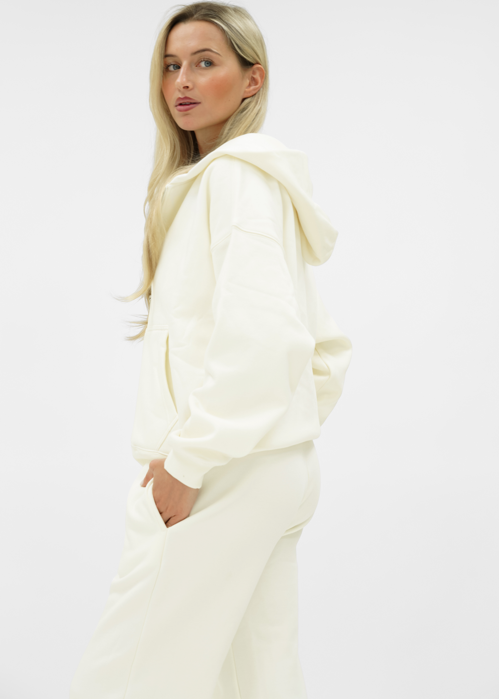 Basic zip hoodie off-white (tall)