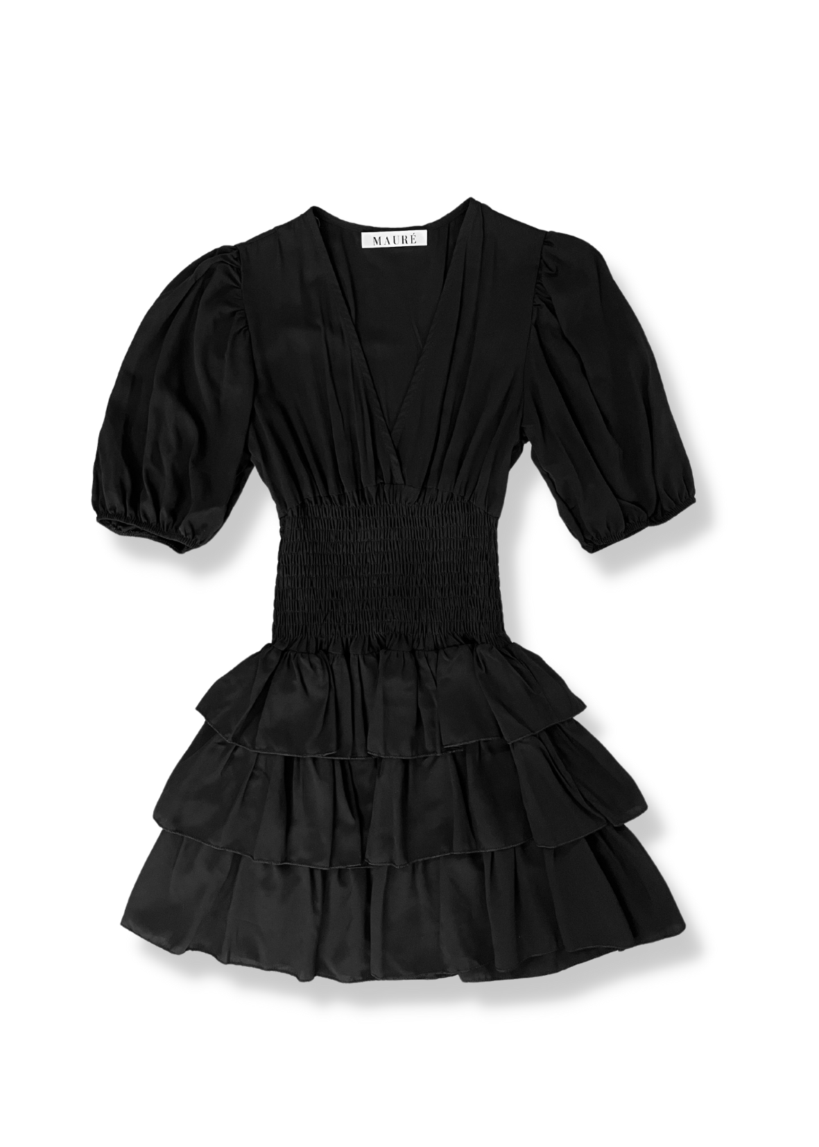 Sommerkleid mit V-Ausschnitt in Schwarz
