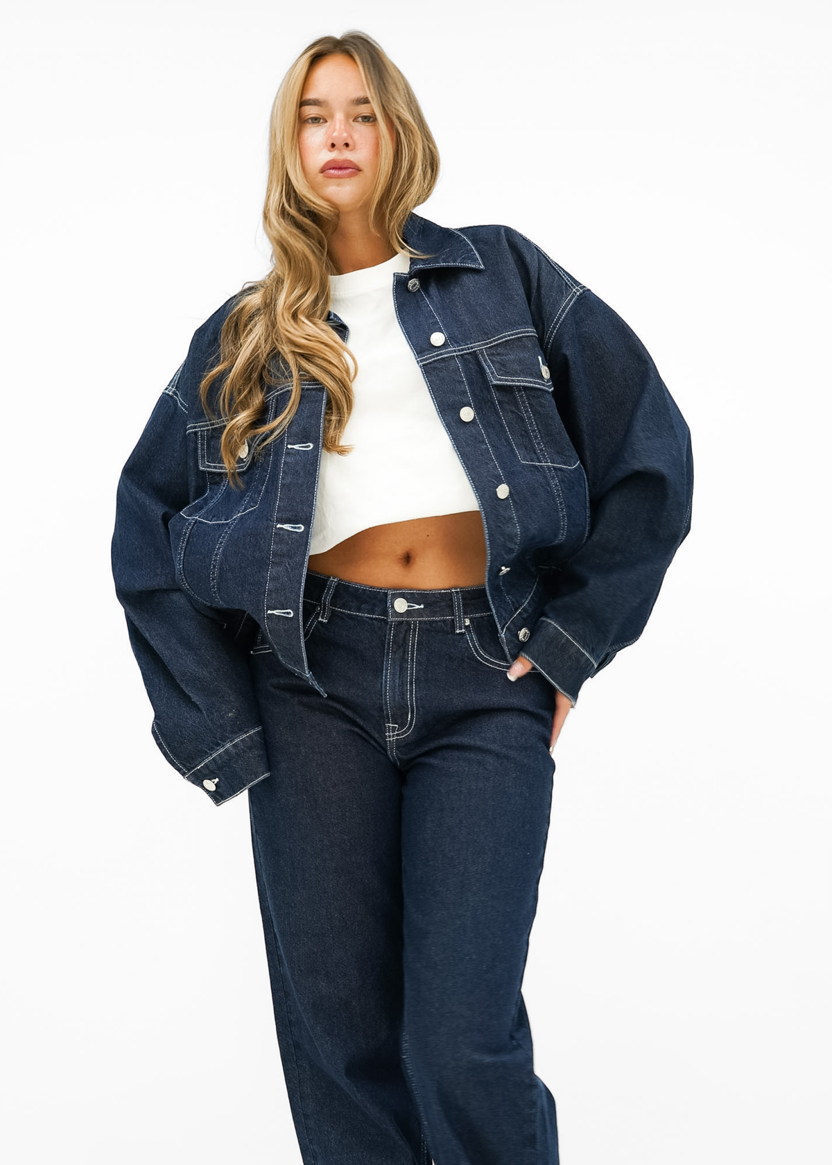 Oversized denim jacket dark denim (tall)