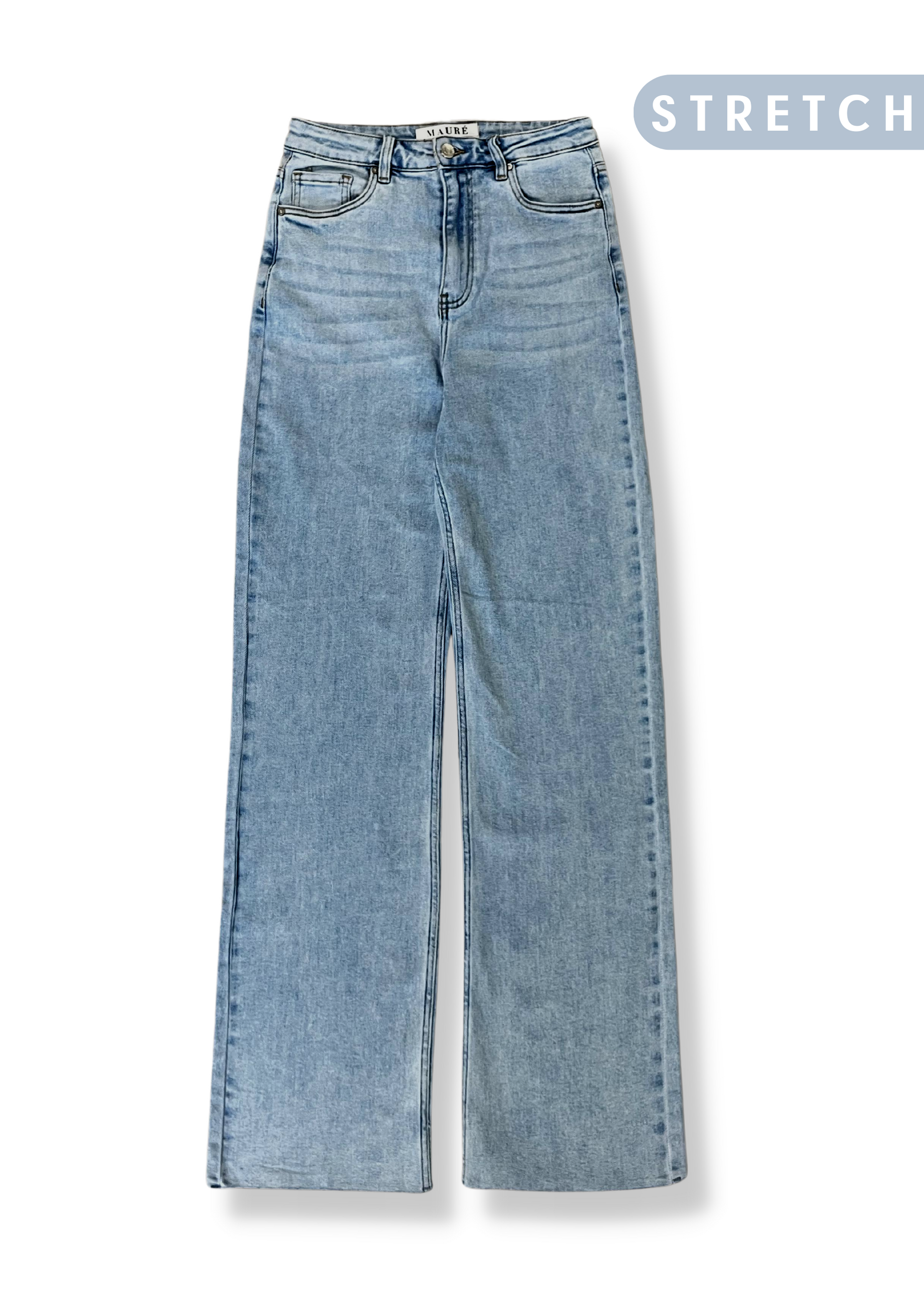 High waist straight leg jeans dark washed blue