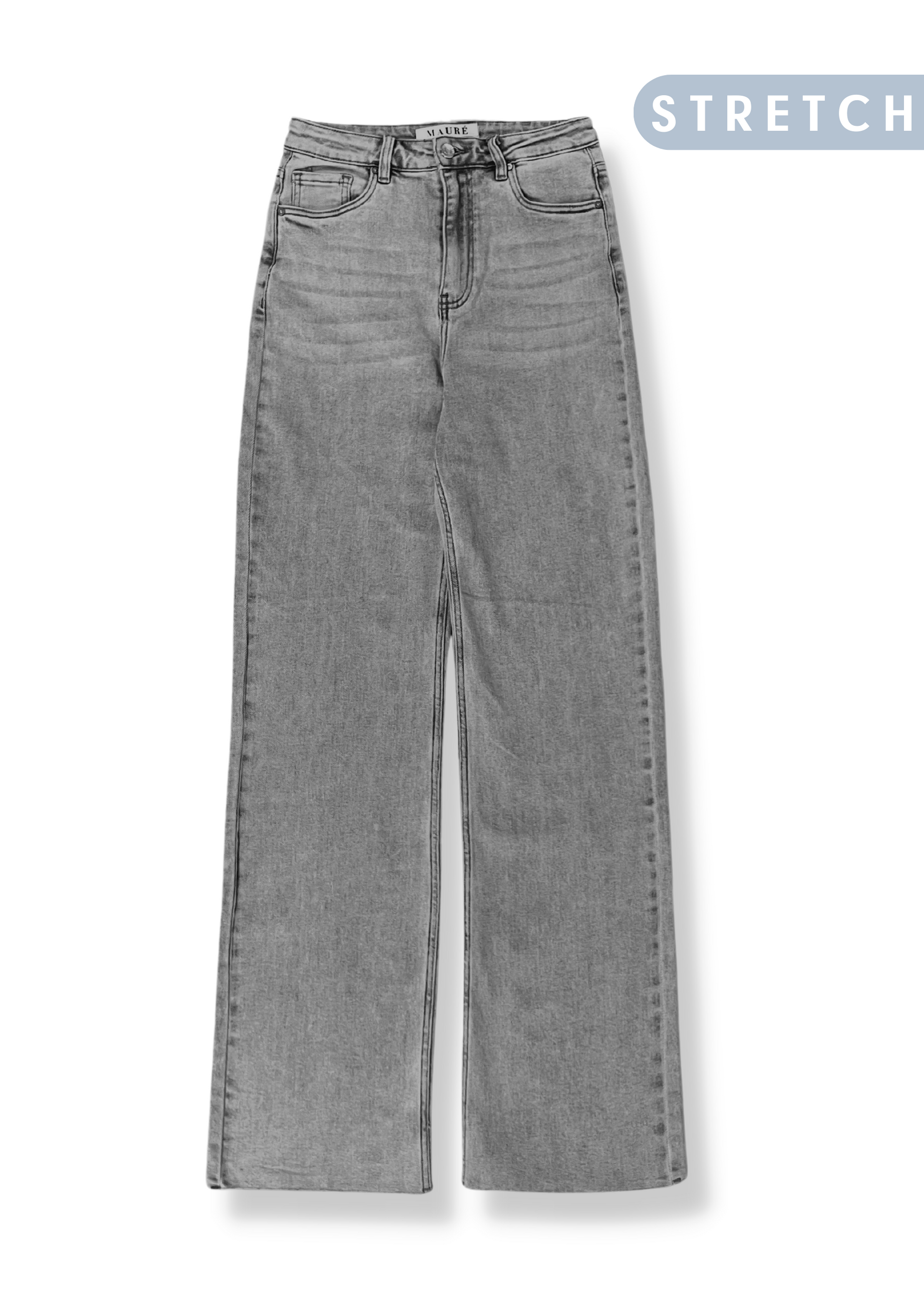 High waist straight leg jeans grey