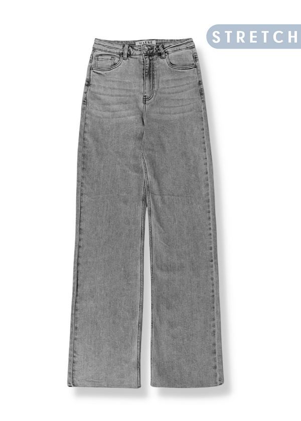 Hög midja ben jeans grå
