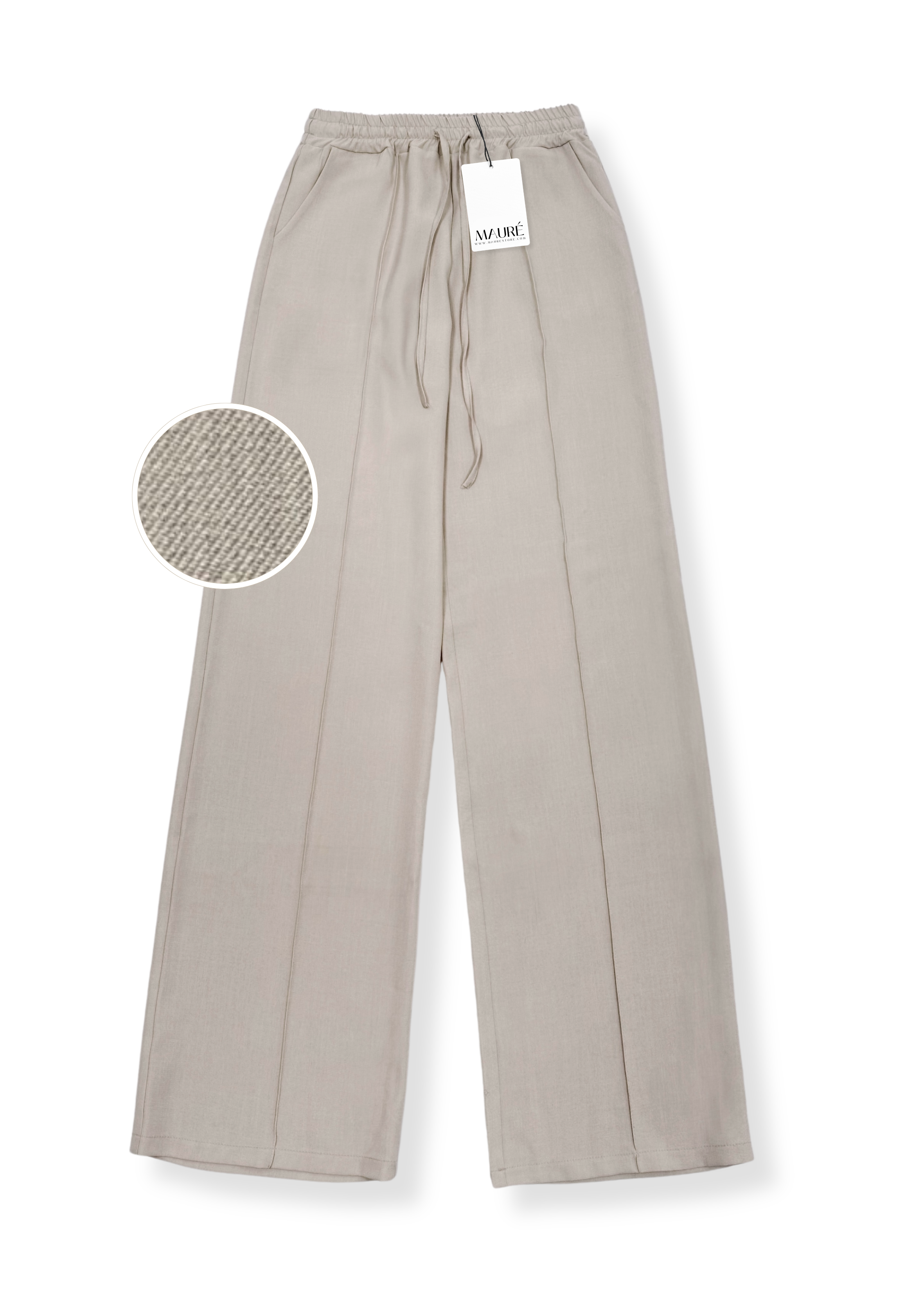 Flowy pants with pressfold (TALL) taupe