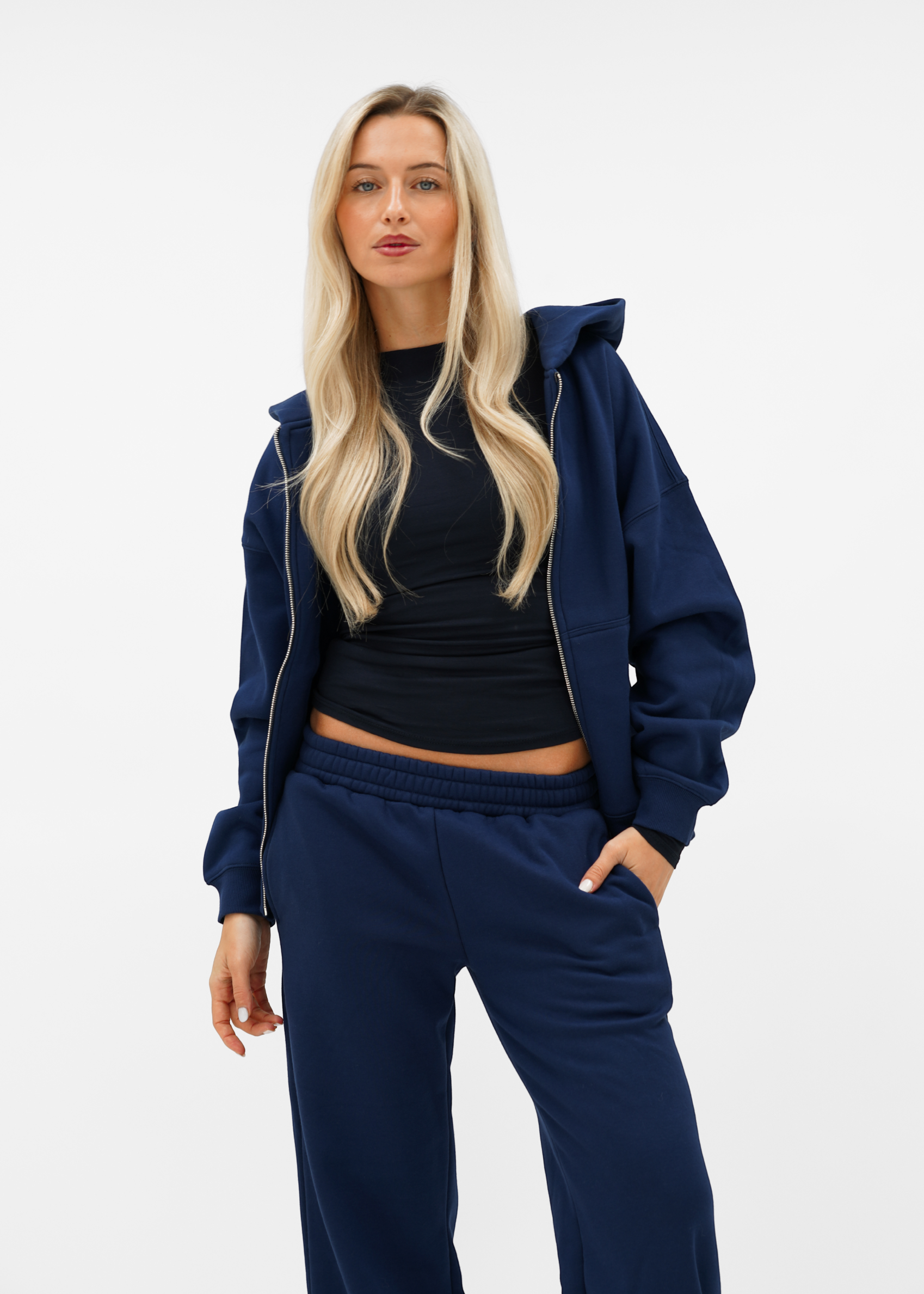 Basic zip hoodie night blue (tall)