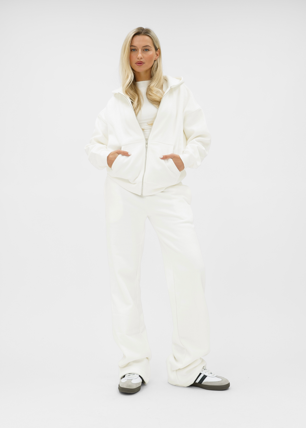 Basic zip hoodie white (tall)