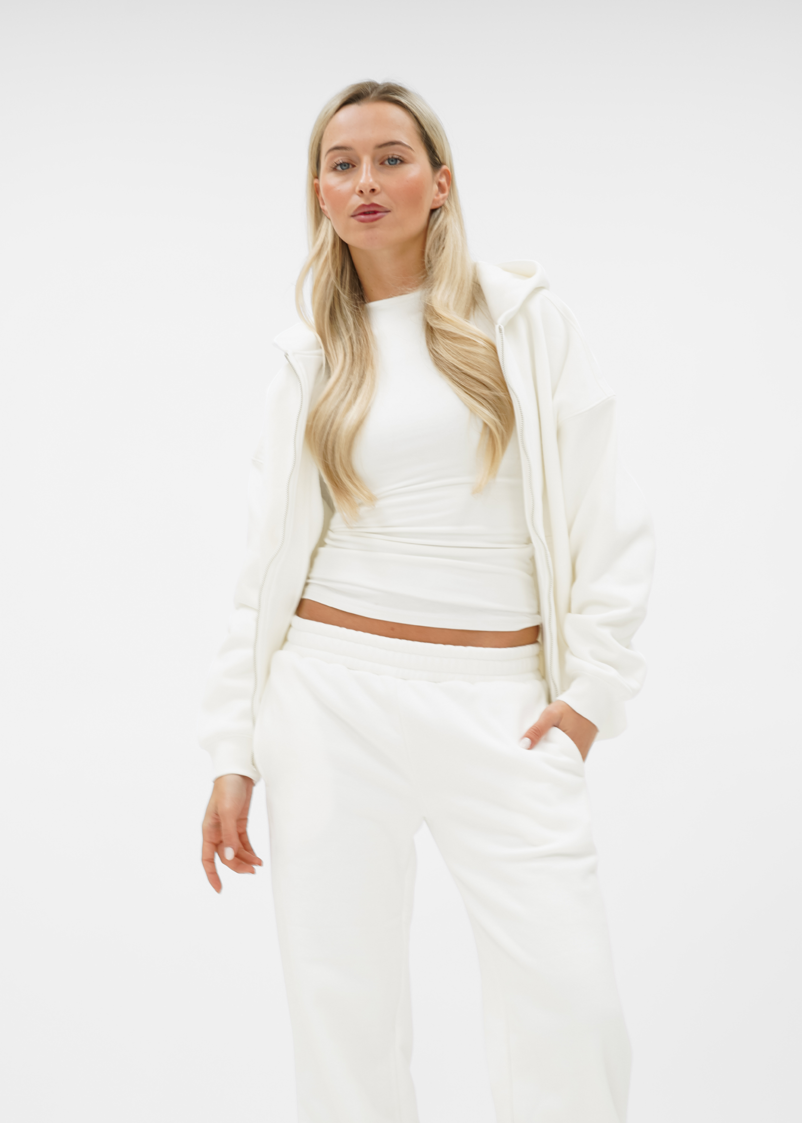 Basic zip hoodie white (tall)