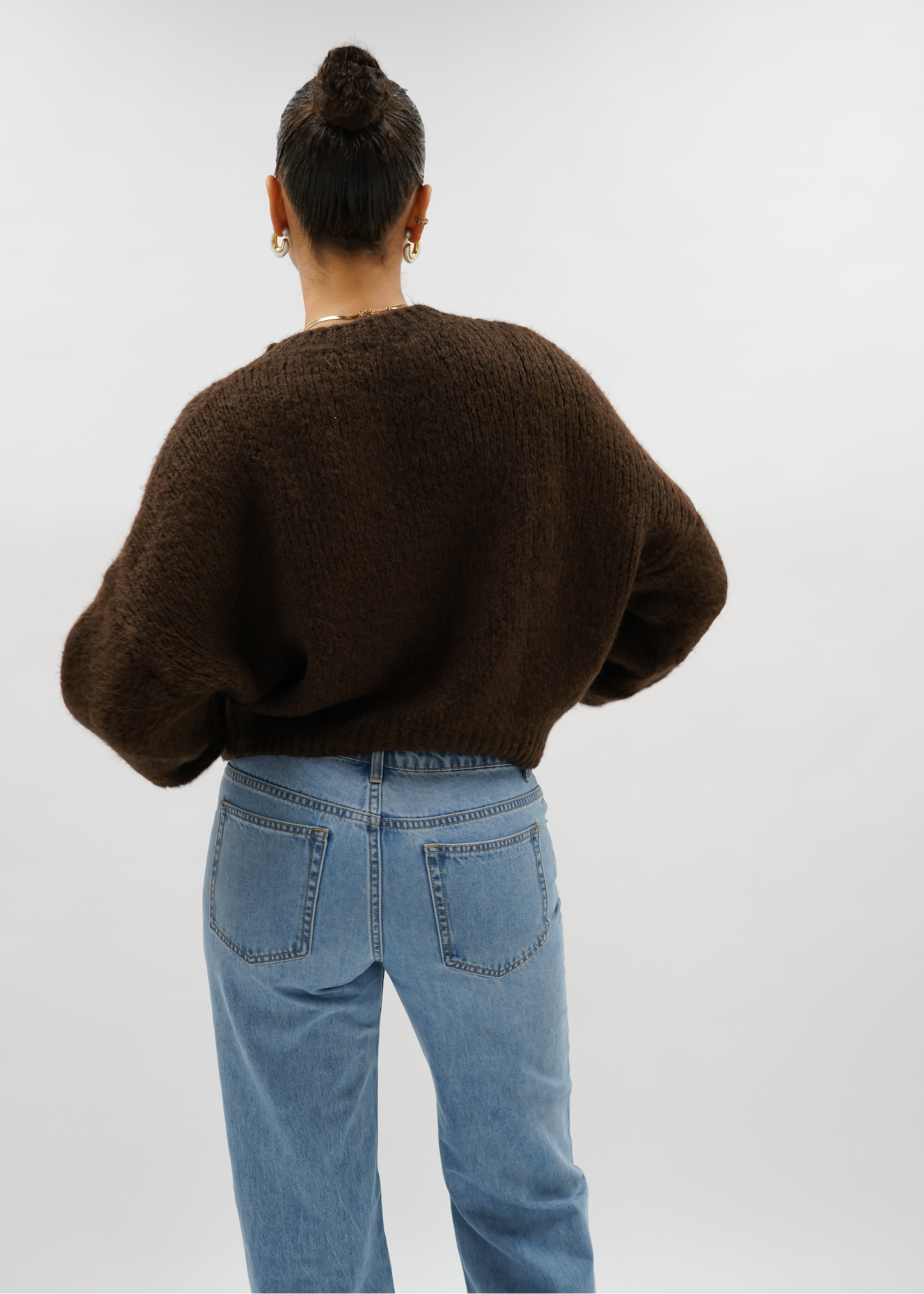 Knitted sweater chocolate brown (tall)