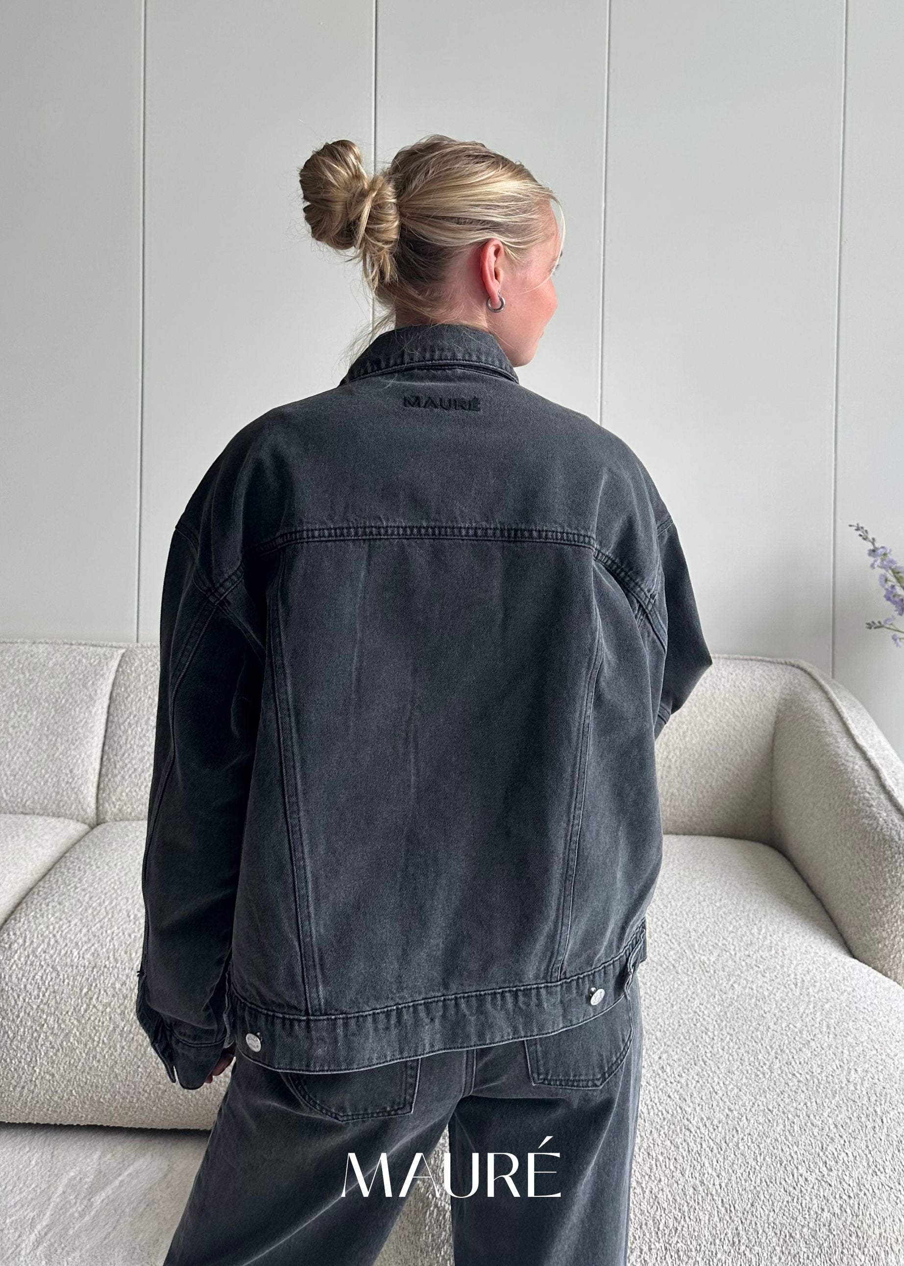 Oversized denim jacket dark washed grey (tall)
