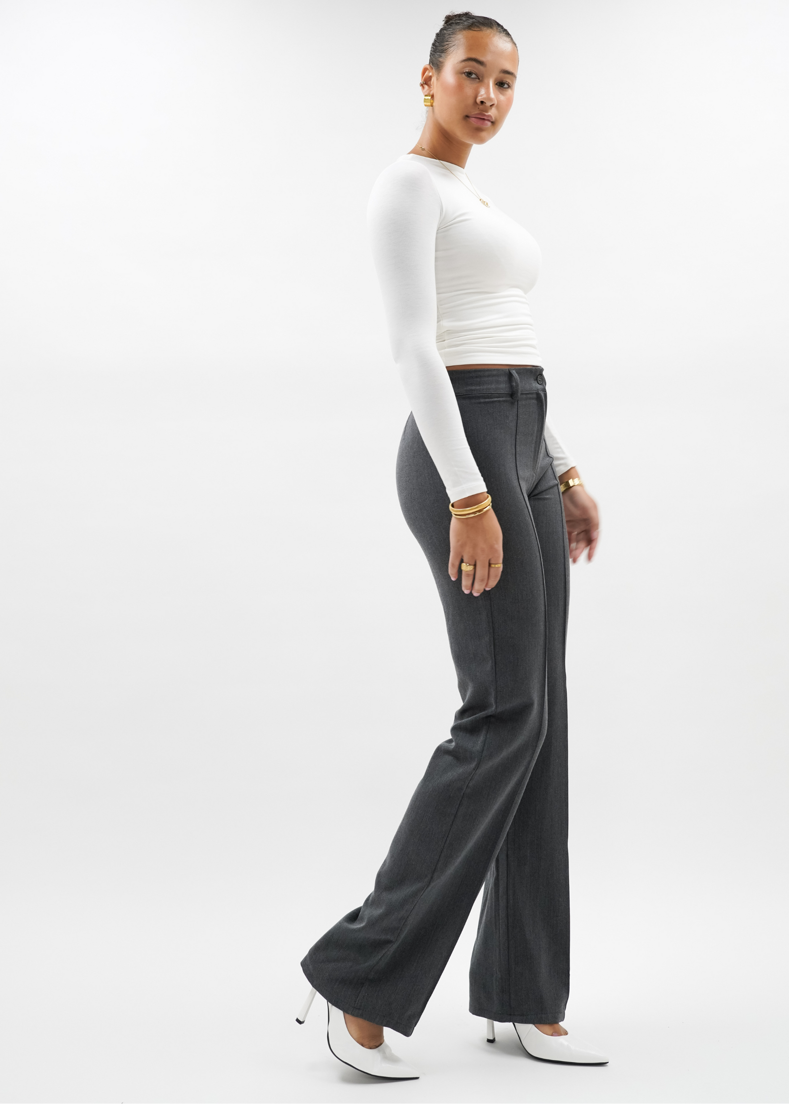 Pegged Cotton Twill Pants Dark Grey main image 1