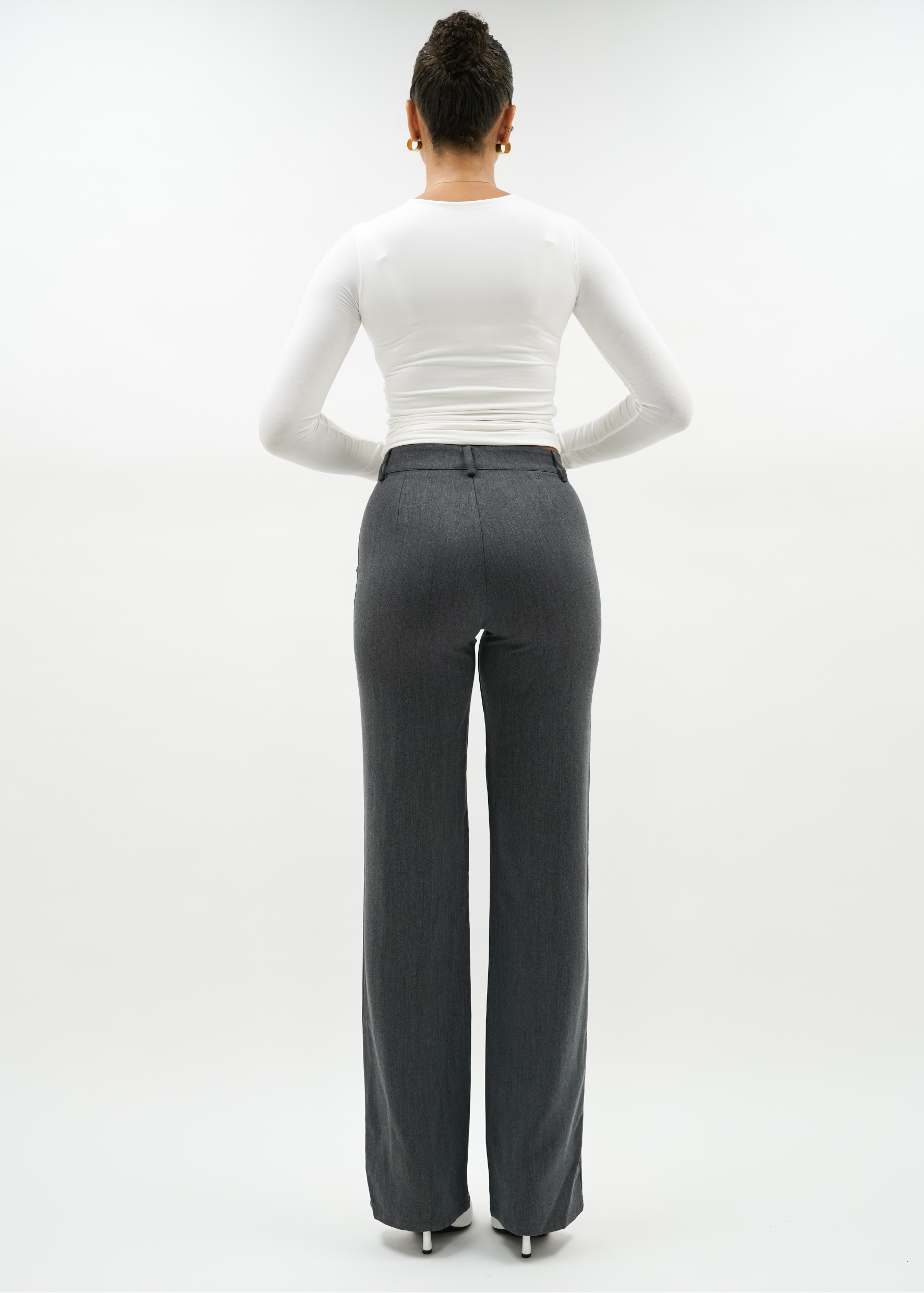 Straight leg pants with pressfold dark washed grey (TALL)