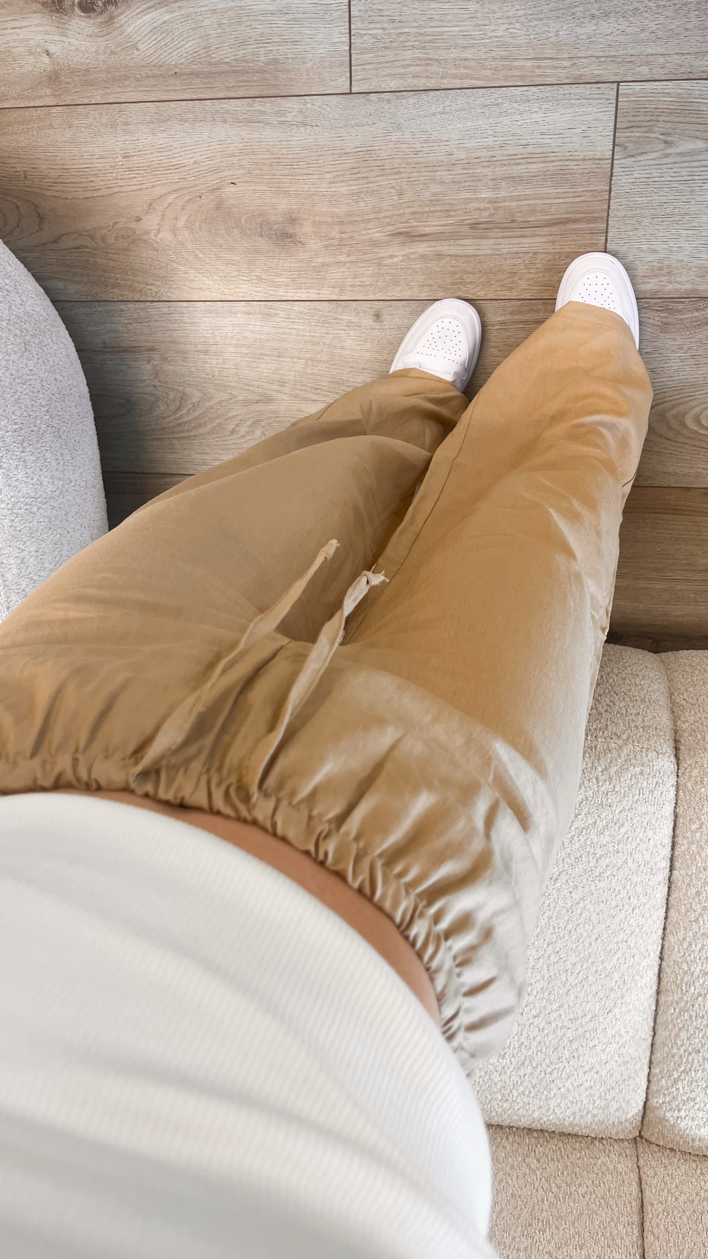 Linen pants small waist band nude (REGULAR)