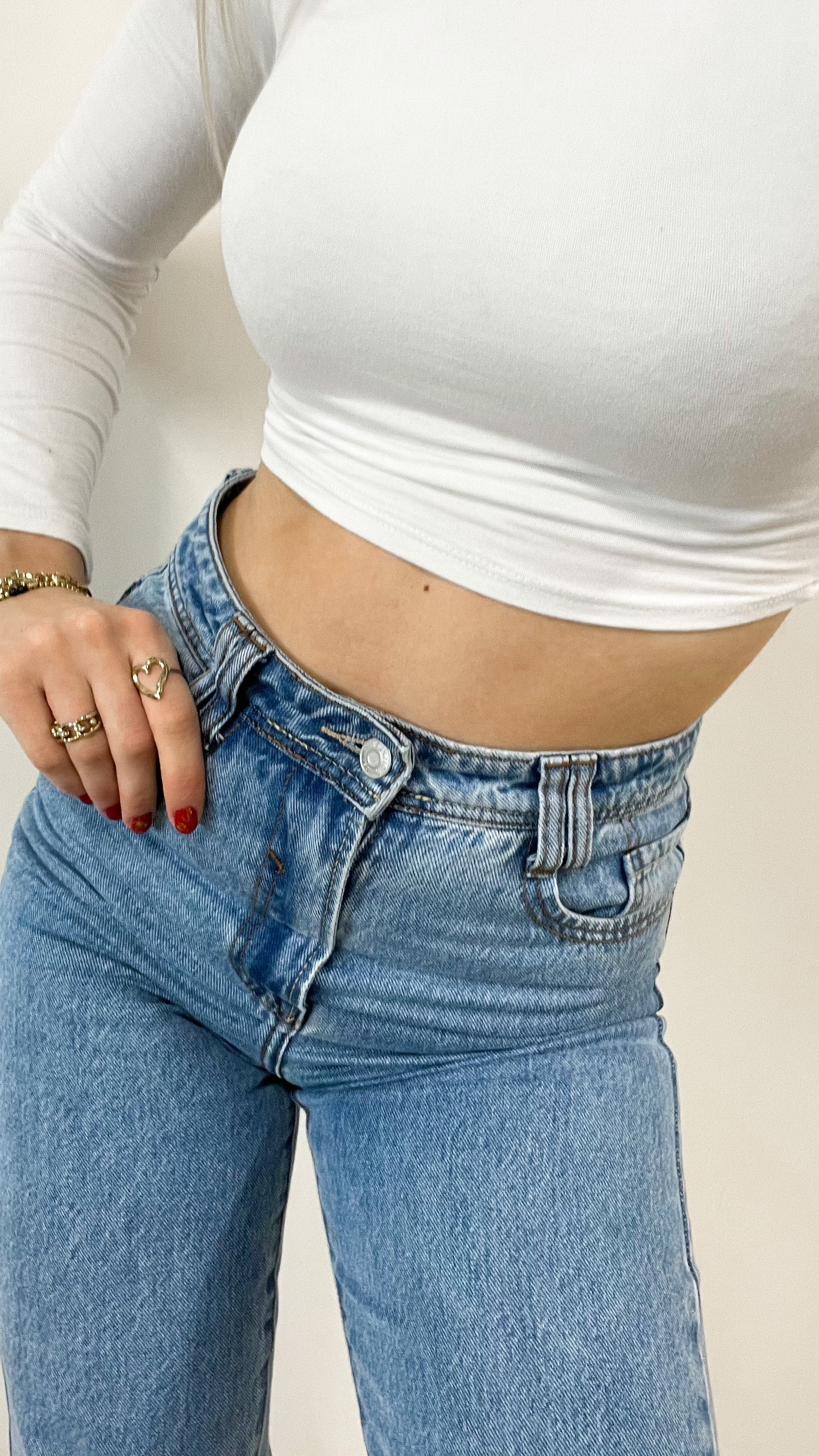 High waist straight leg jeans 90's dark blue (REGULAR)