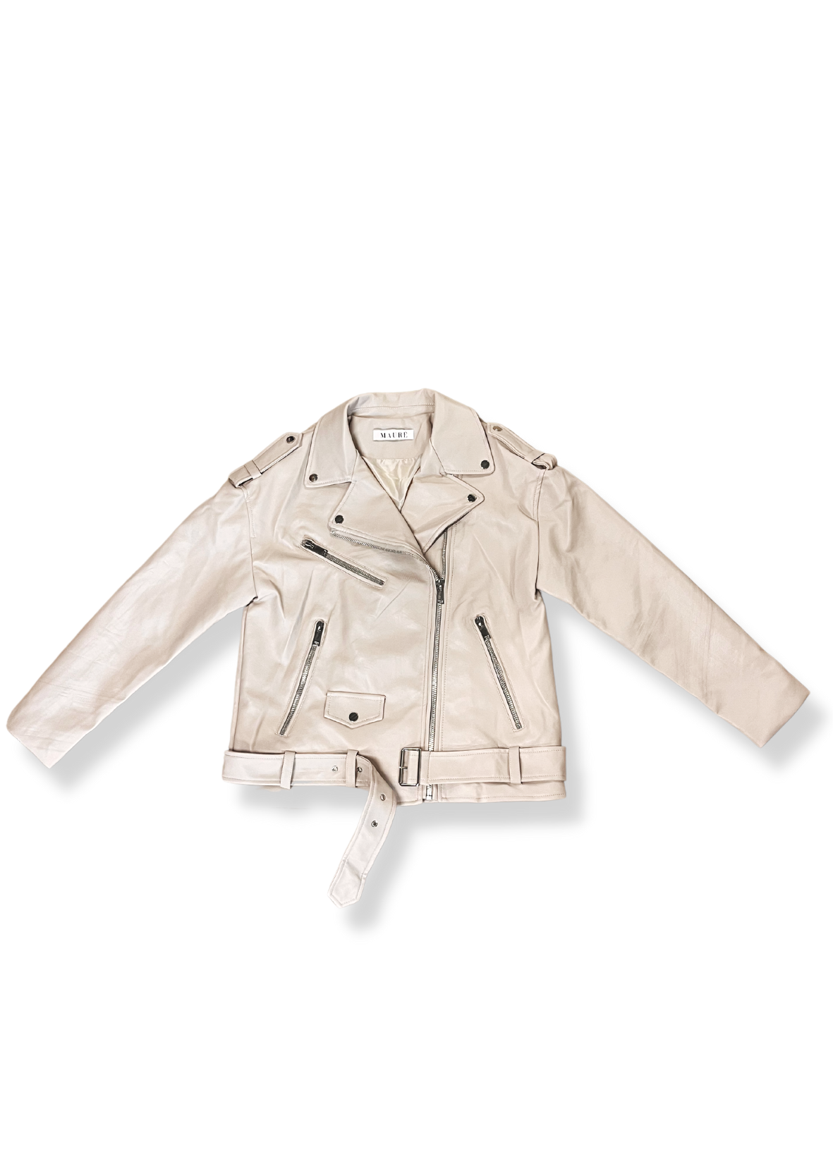 Veste biker oversize beige