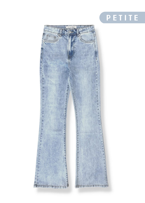 Midja utsvängda jeans tvättade blå (PETITE)