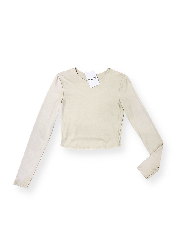 Top manches longues cropped beige