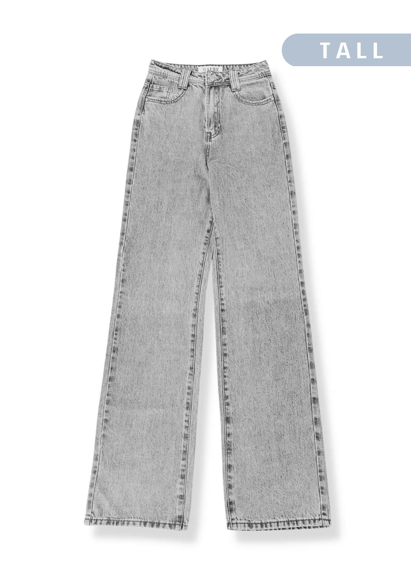 High-Waist-Jeans mit geradem Bein, 90er-Jahre, Hellgrau (GROSS)