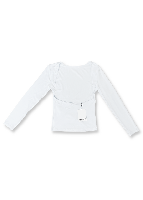 Top manches longues dos nu blanc