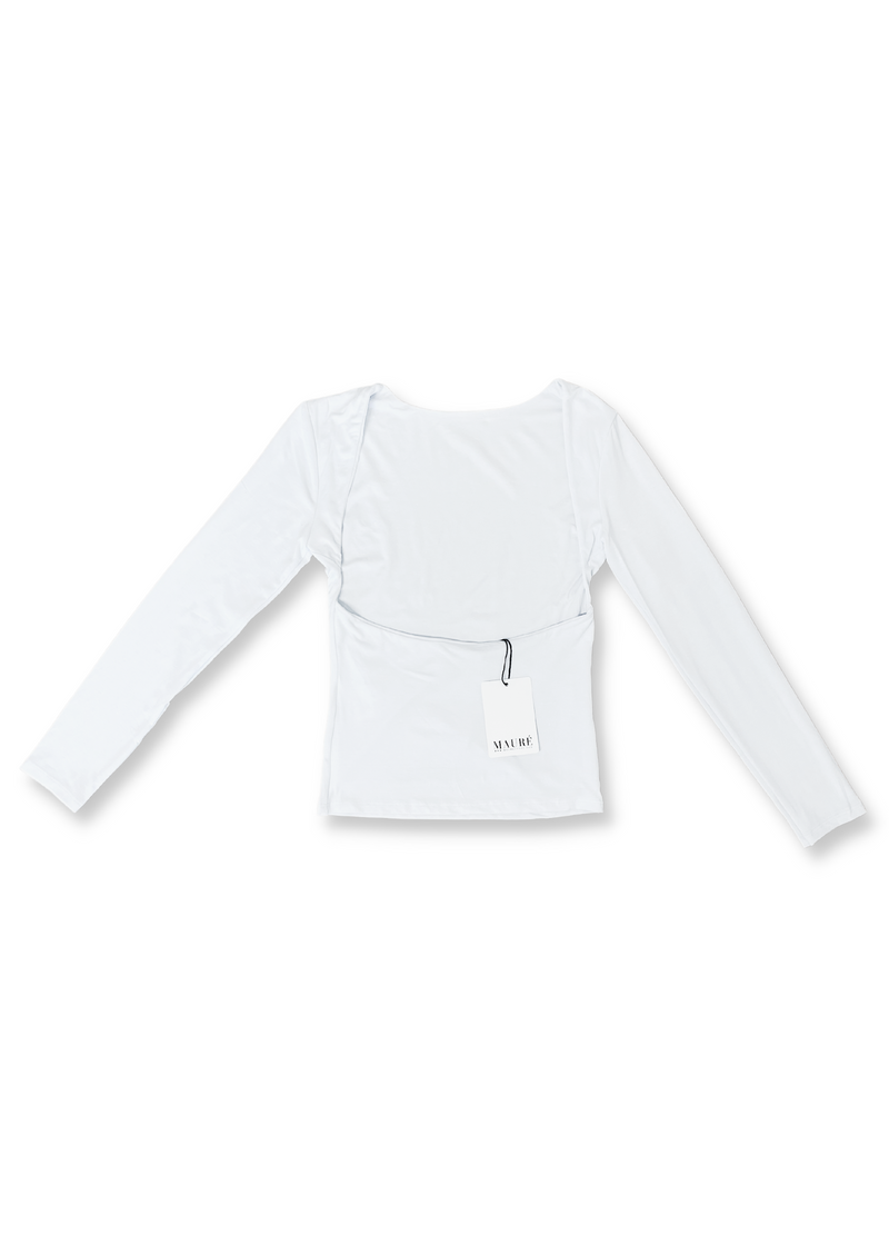 Long sleeve backless top white