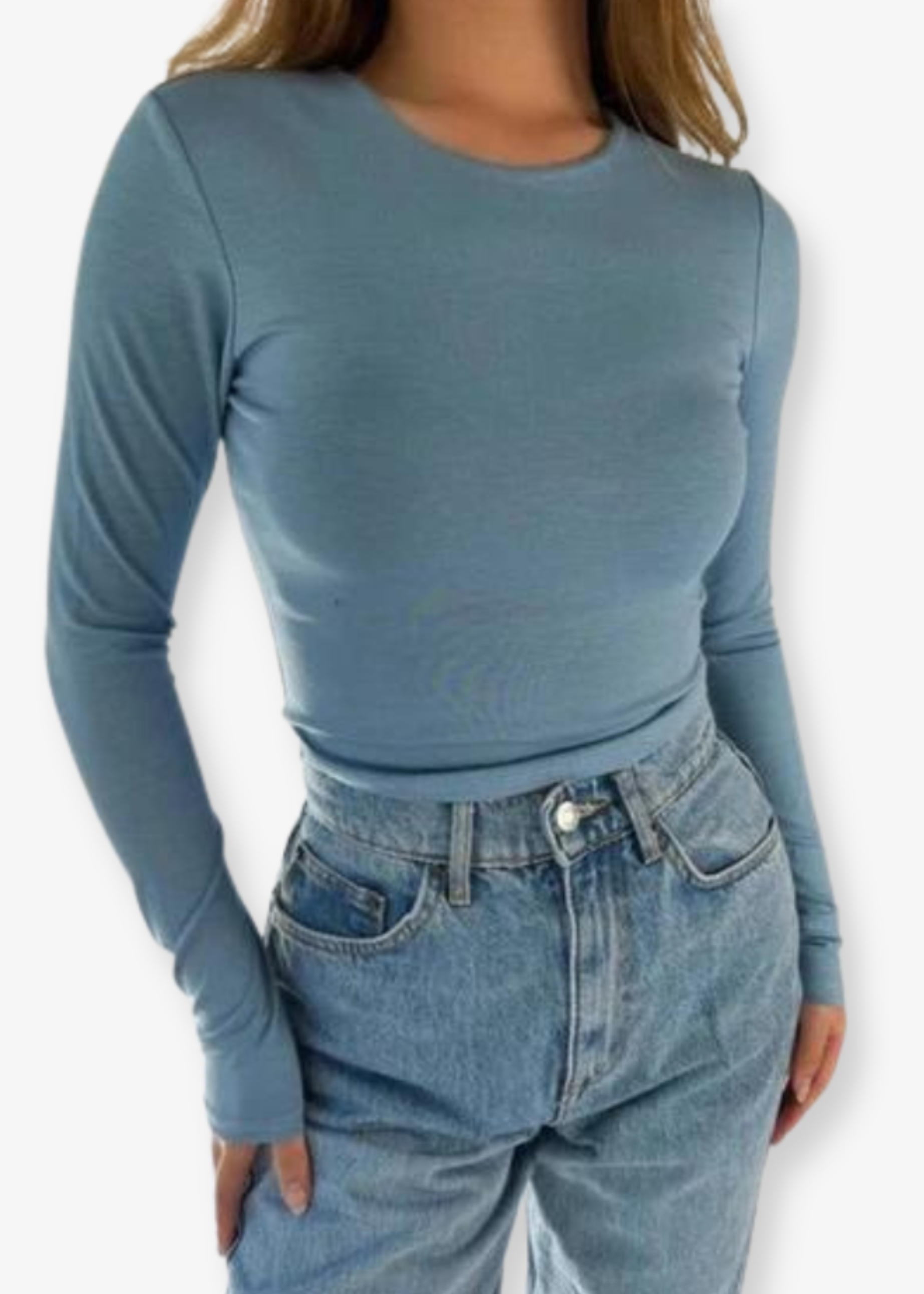 Long sleeve top cropped baby blue