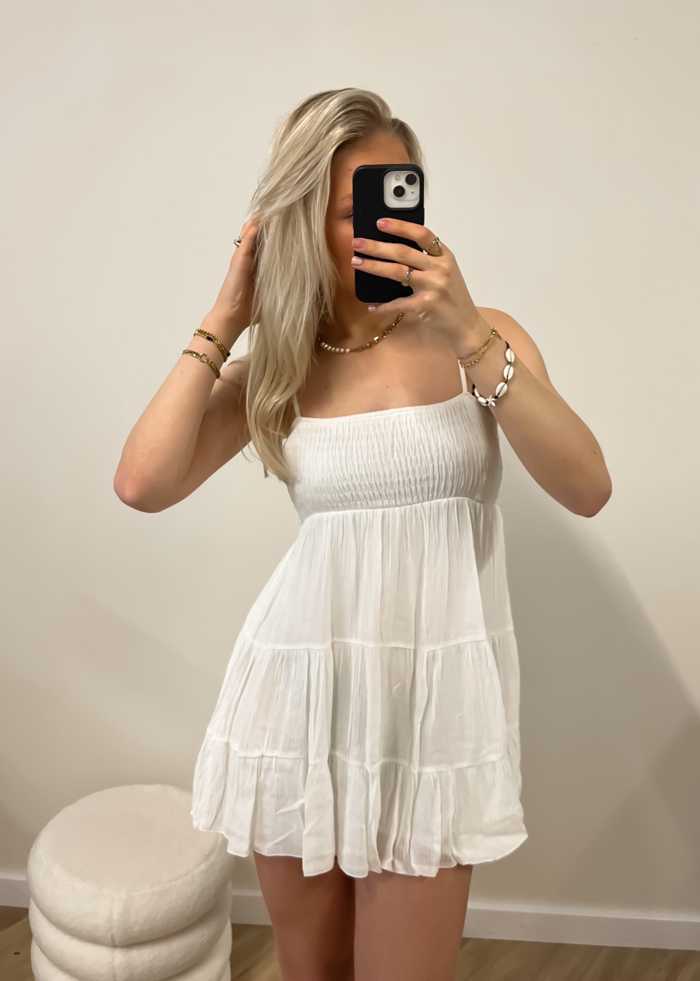 Mini-robe blanc cassé