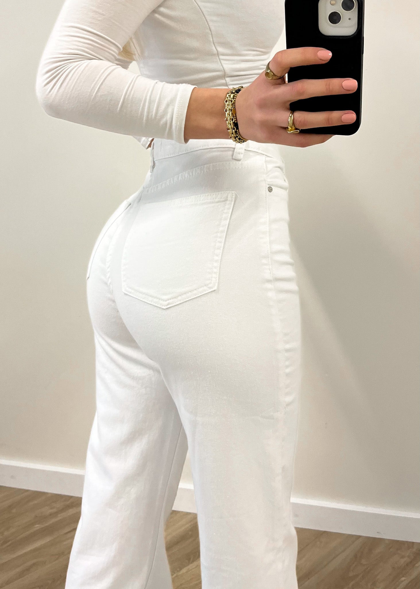 High waist straight leg jeans white (REGULAR)