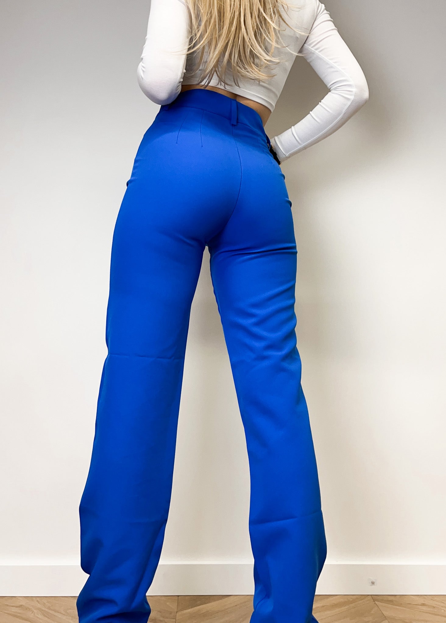 Pantalon jambe droit bleu électrique classique (RÉGULIER)