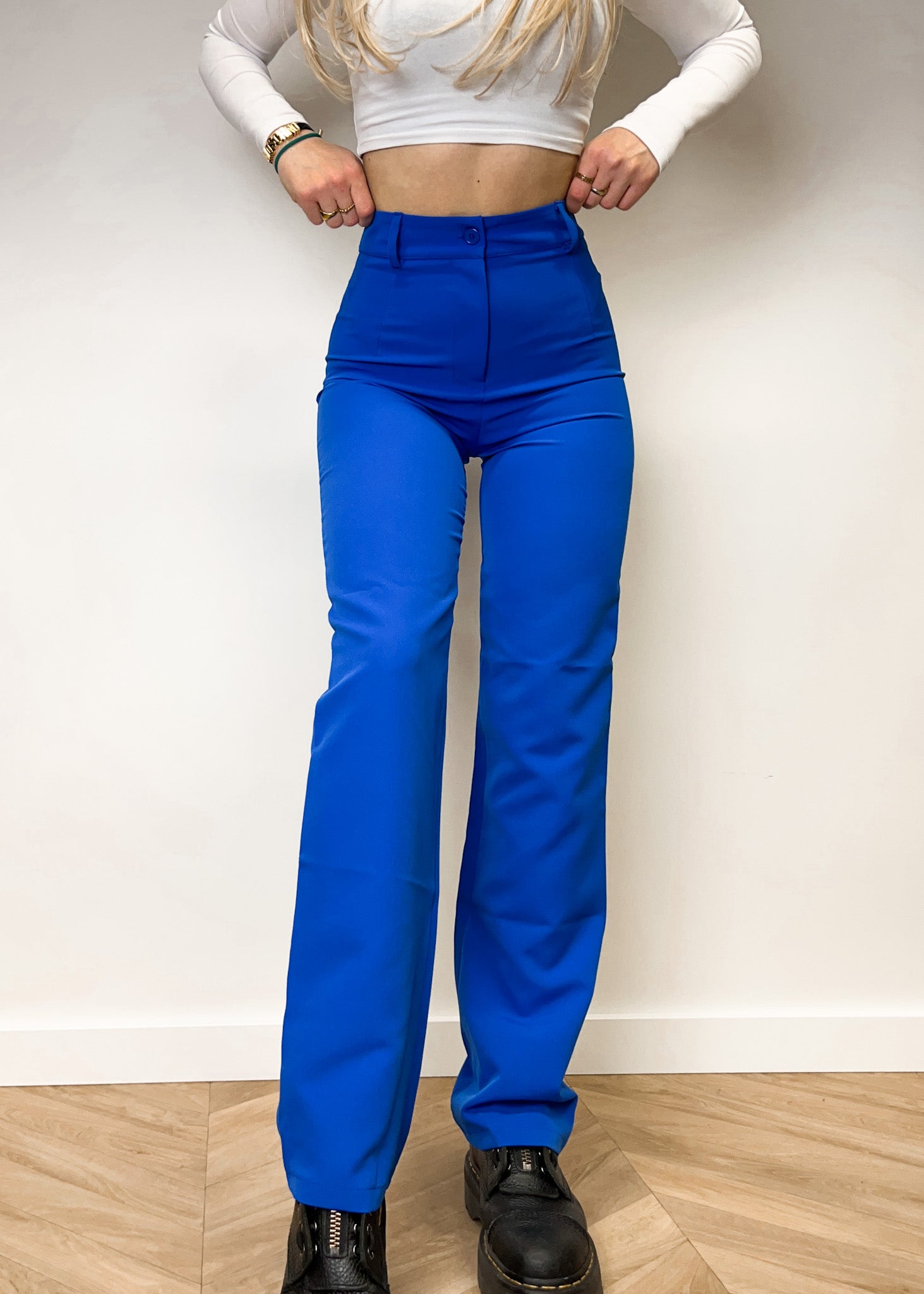 Pantalon jambe droit bleu électrique classique (RÉGULIER)