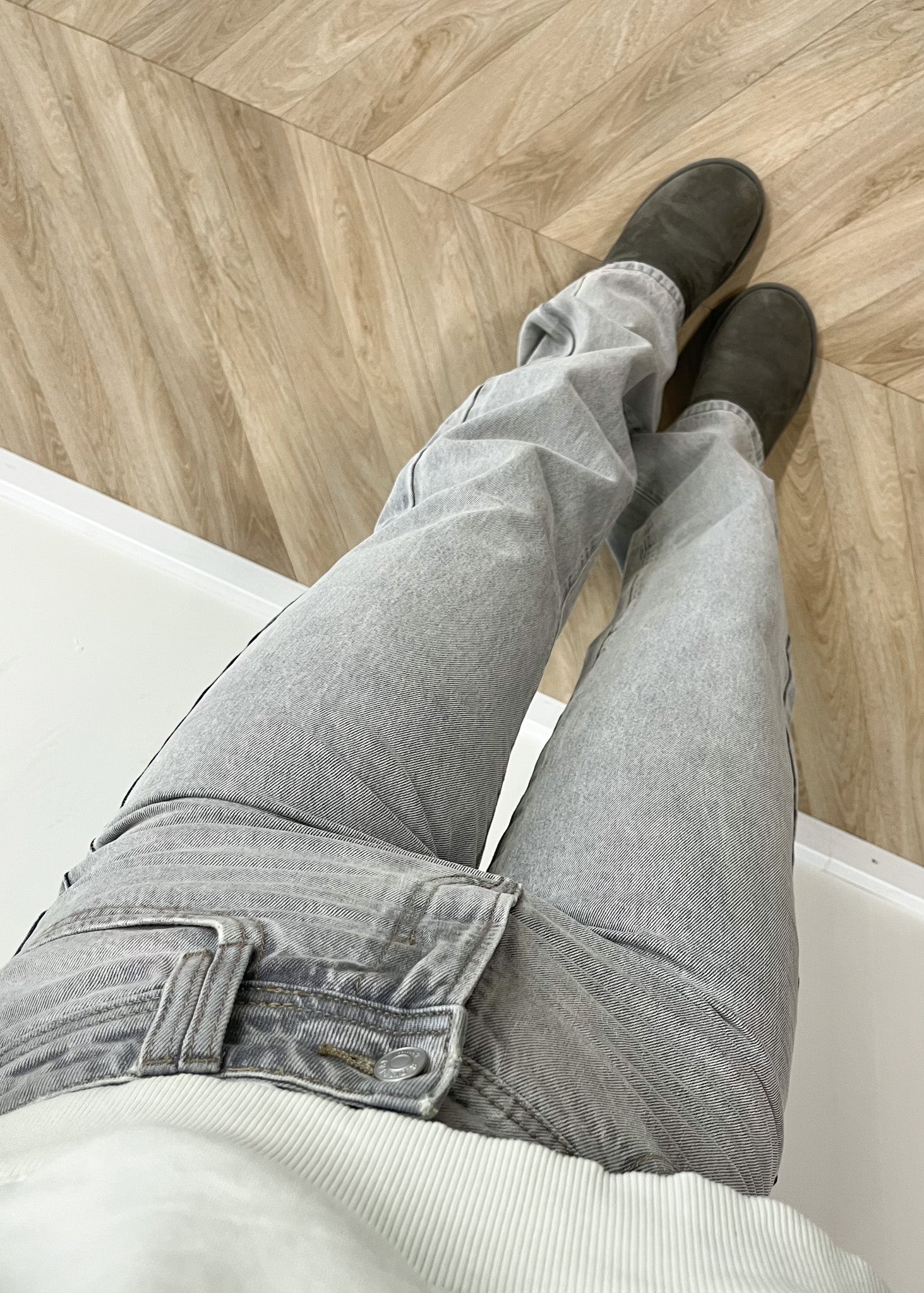 High waist straight leg jeans 90's light grey (TALL)
