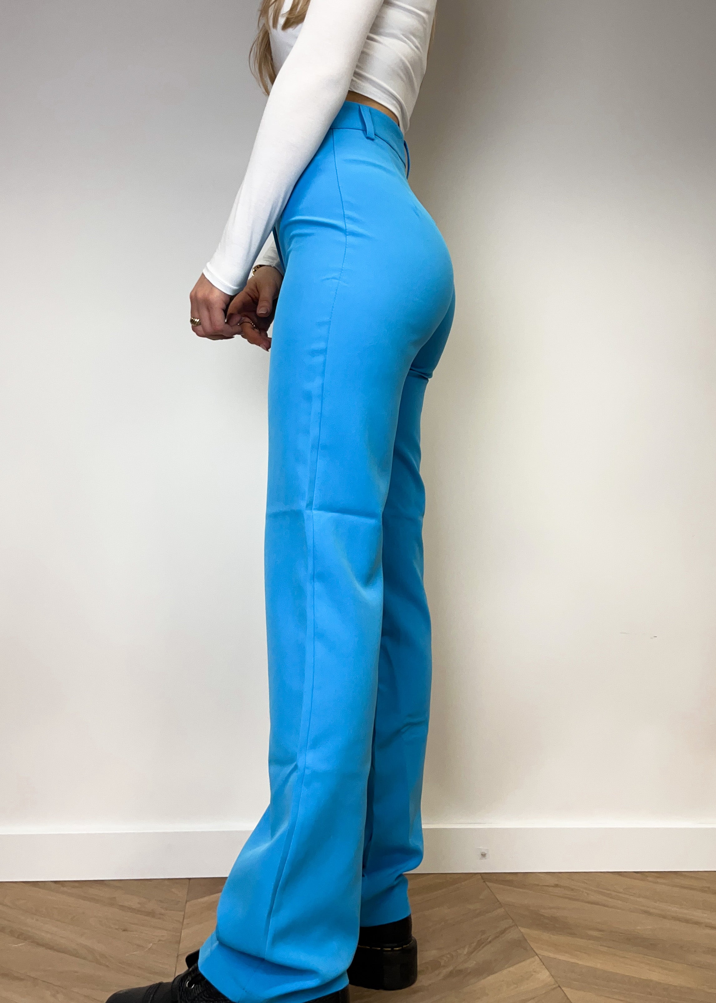 Pantalon jambe droite classique bleu mer (RÉGULIER)