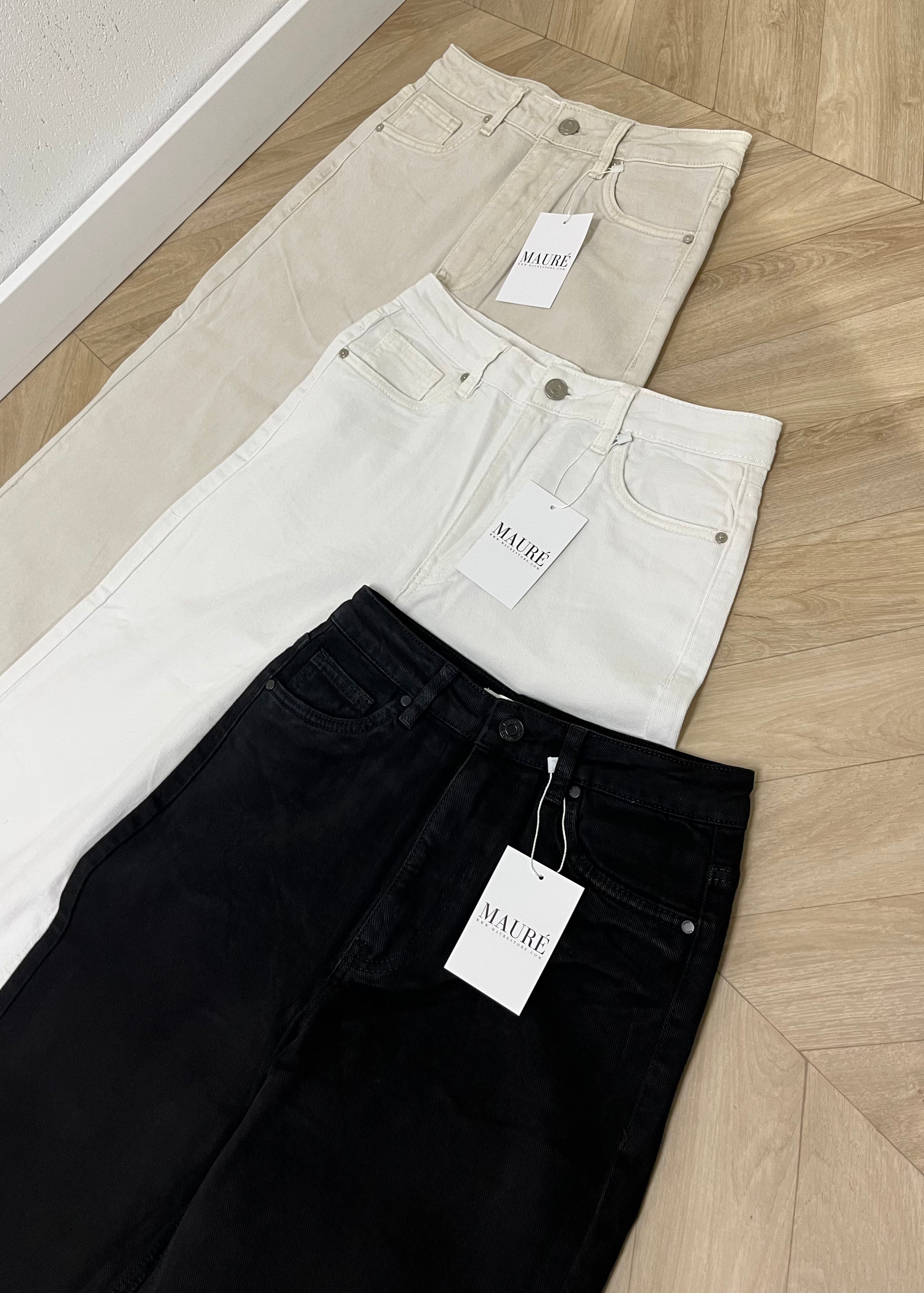 High waist straight leg jeans black