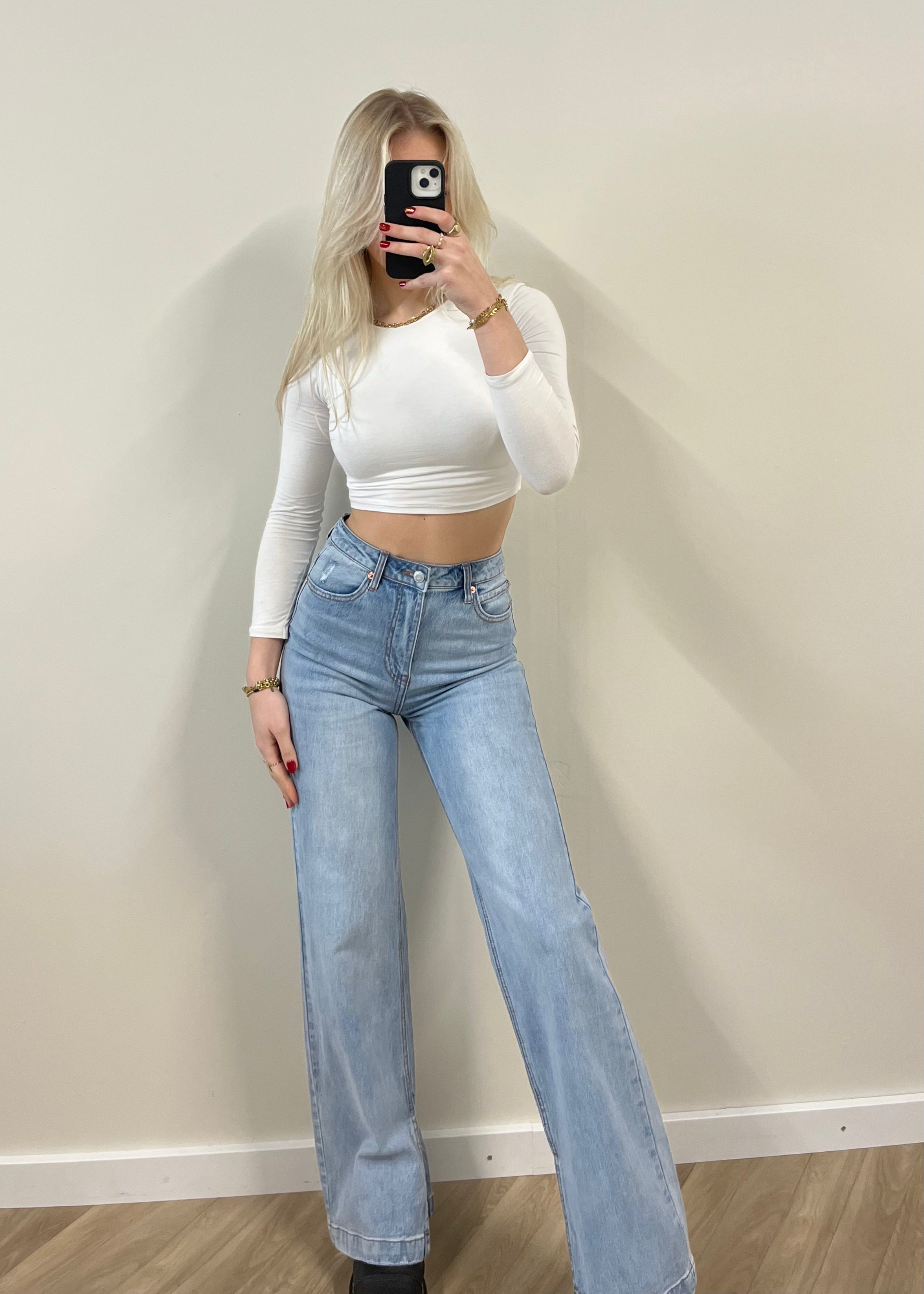 Jean taille haute fendu en bas hotsell